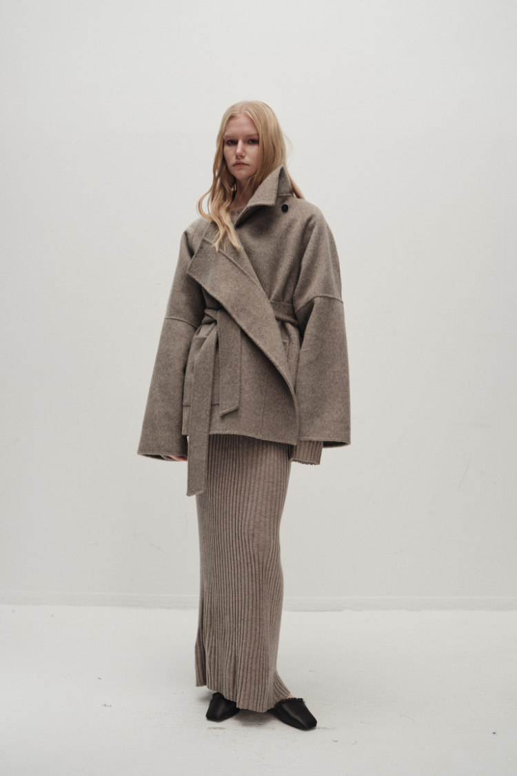 JULIET MIDI COAT IN MOLE