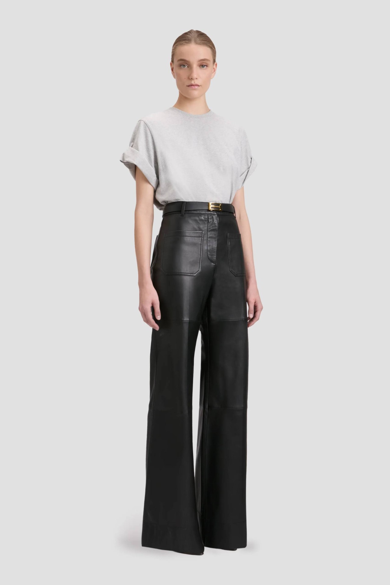 LEATHER ALINA TROUSER IN BLACK