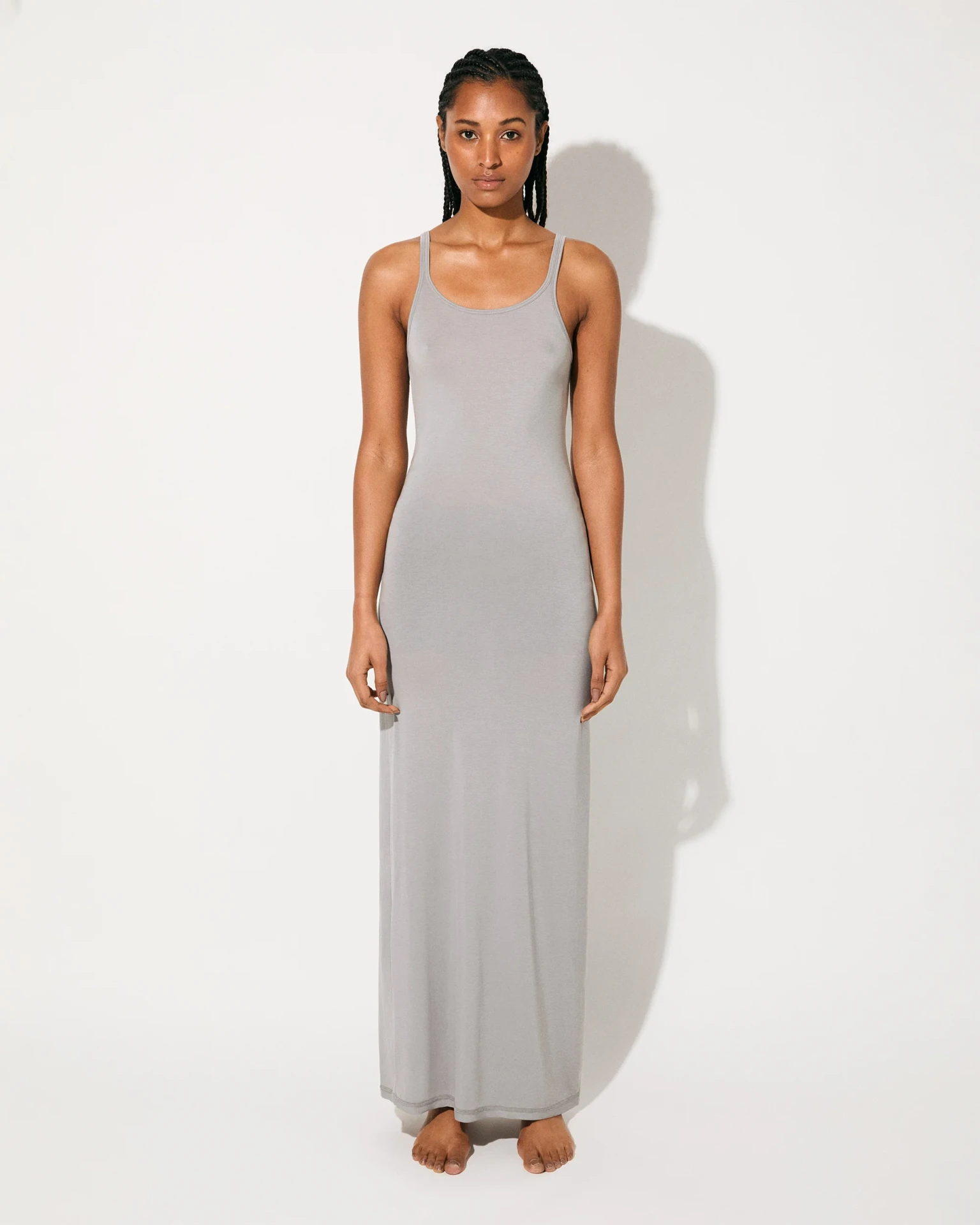LIGHTWEIGHT TANK DRESS IN CEMENT