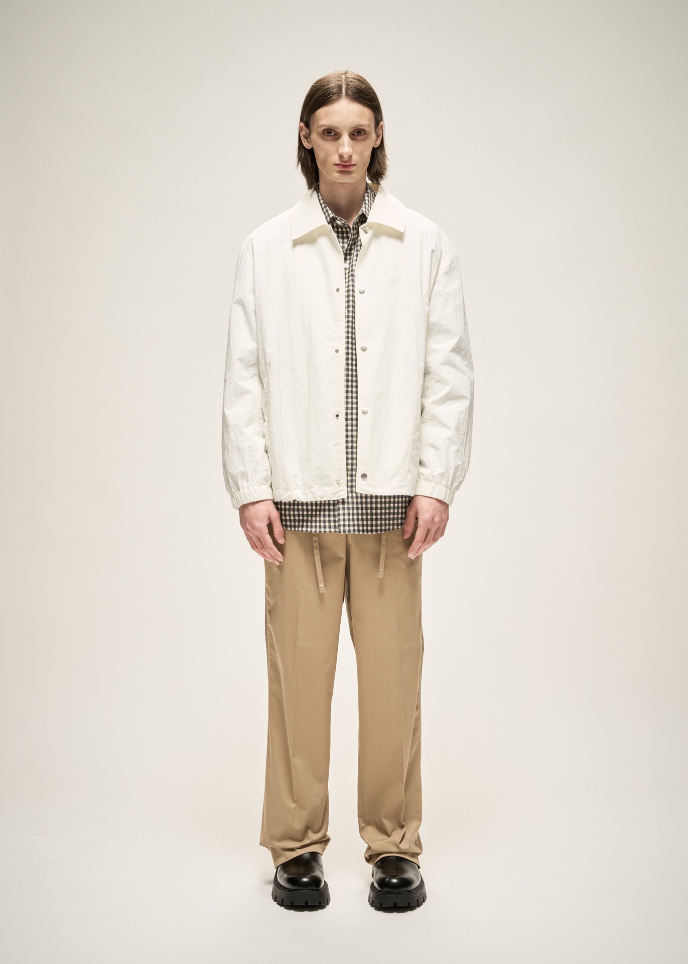 LOGO COACH JACKET IN OFF WHITE