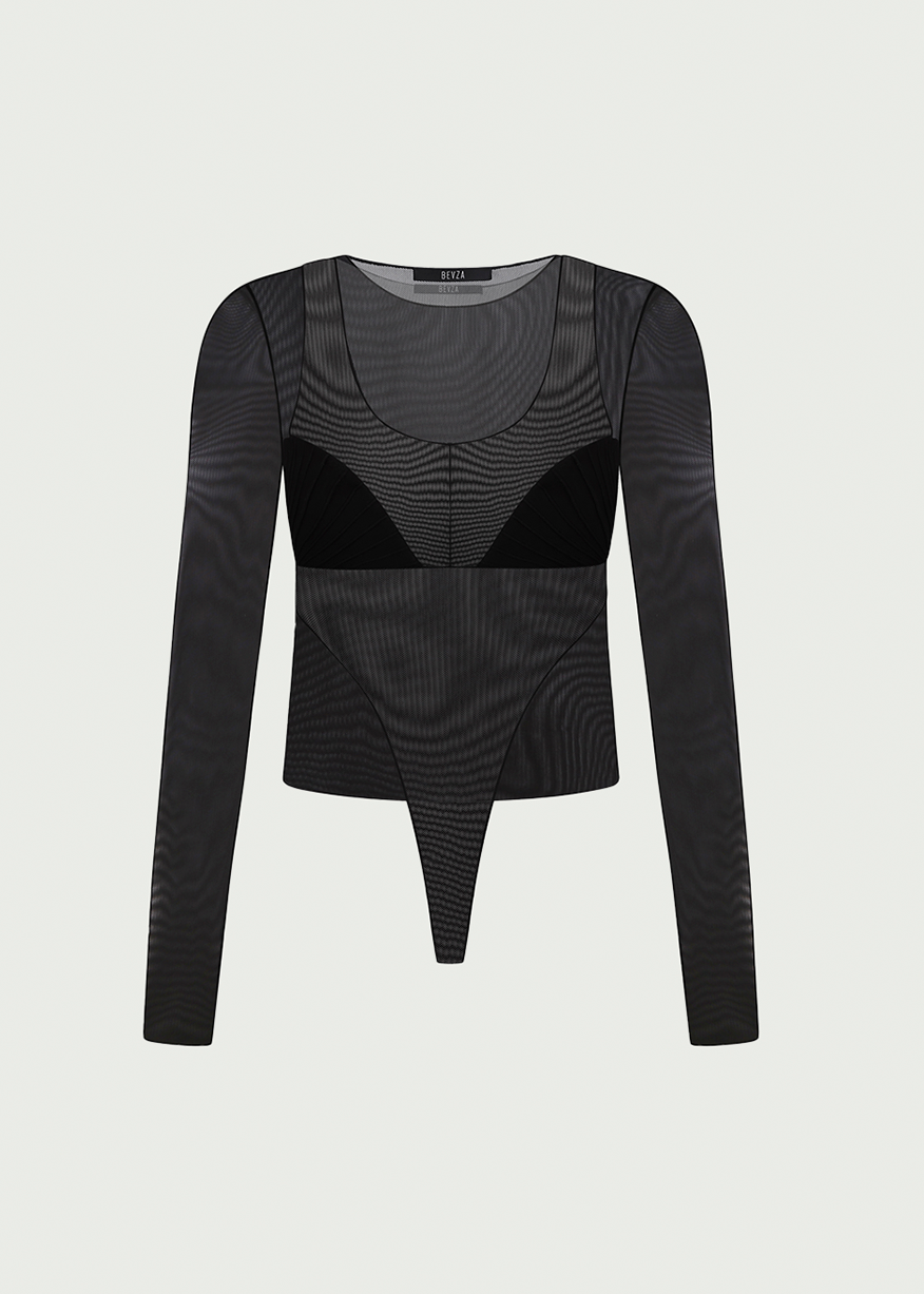 LONG SLEEVE BODYSUIT IN BLACK