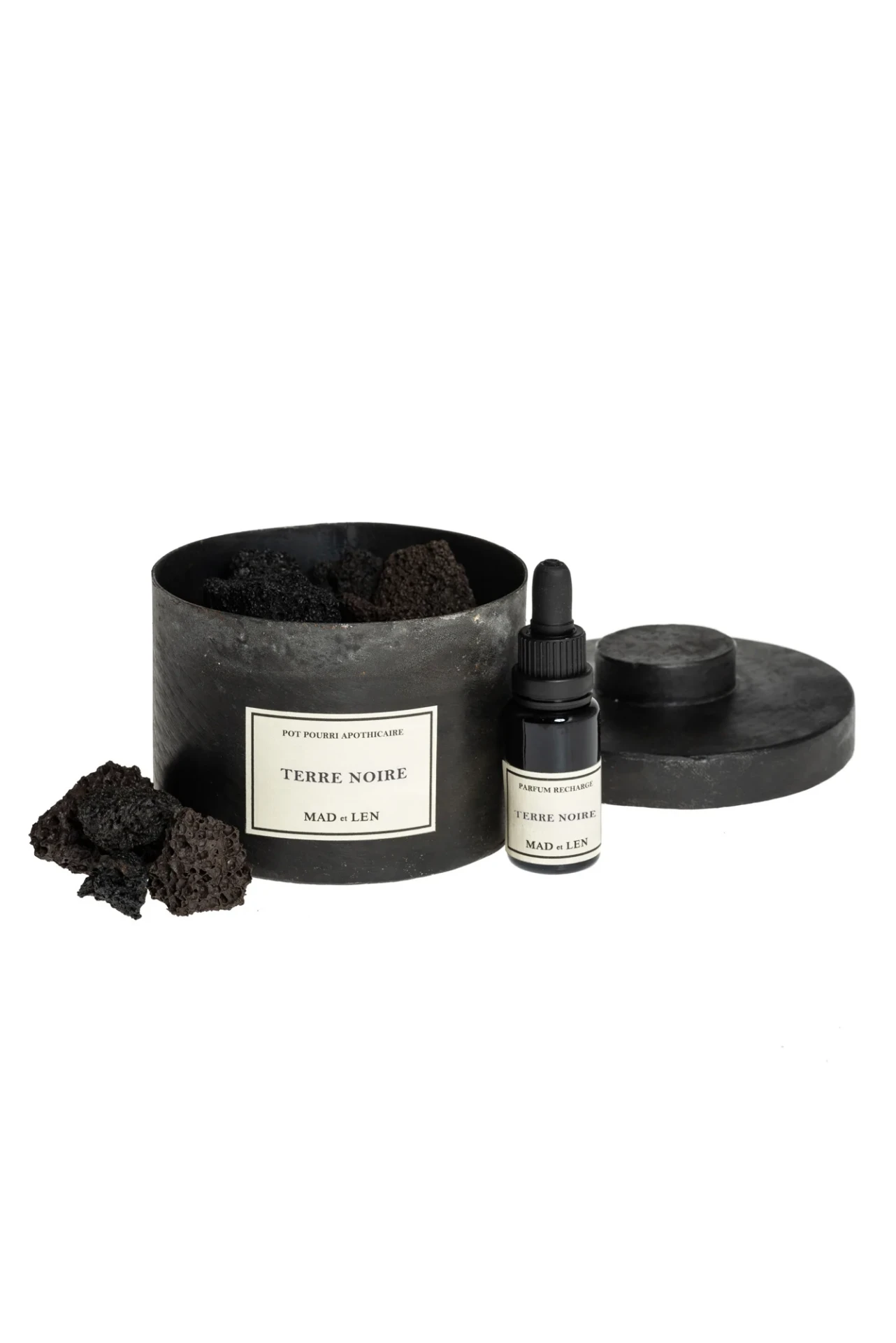 MINI FLAT POT POURRI GREEN + LAVA 8x5 (TERRE NOIRE) + 4 REFILLINGS