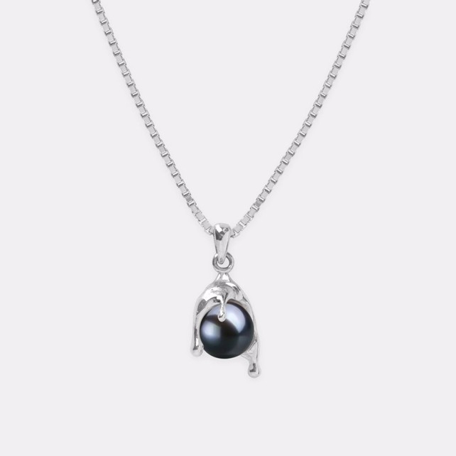 NANO BLACK PEARL MELT NECKLACE IN SILVER