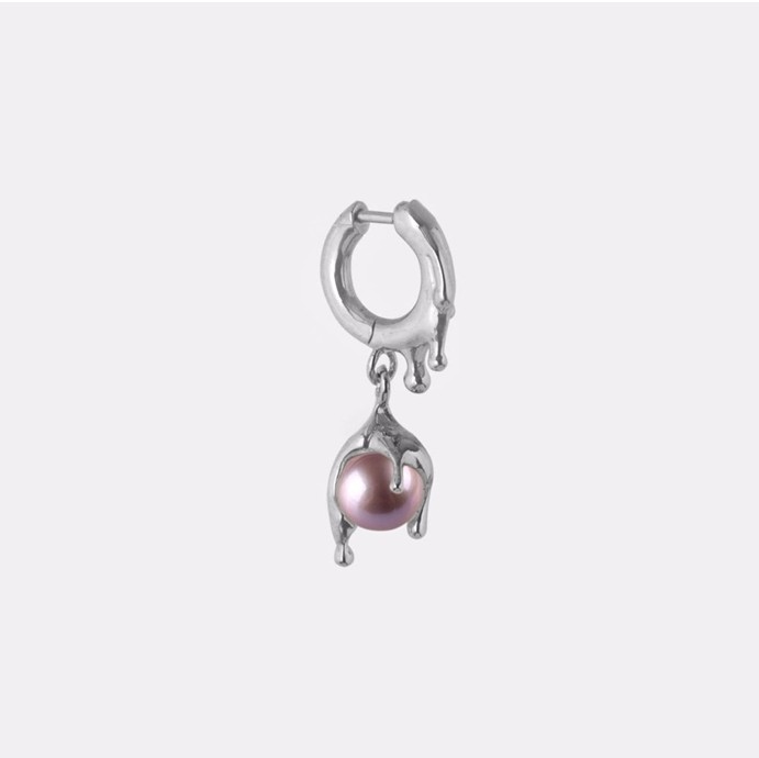 NANO LAVENDER PEARL MELT EARRING IN SILVER