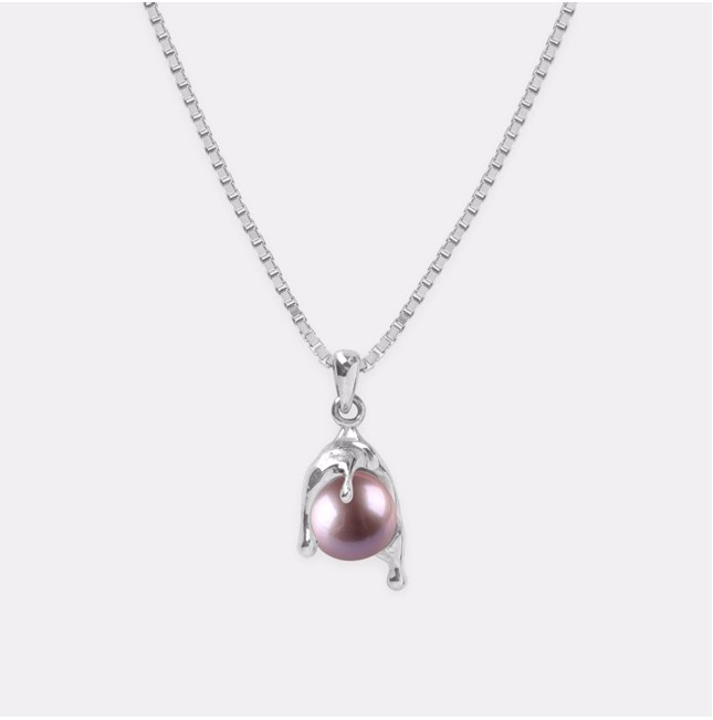 NANO LAVENDER PEARL MELT NECKLACE IN SILVER