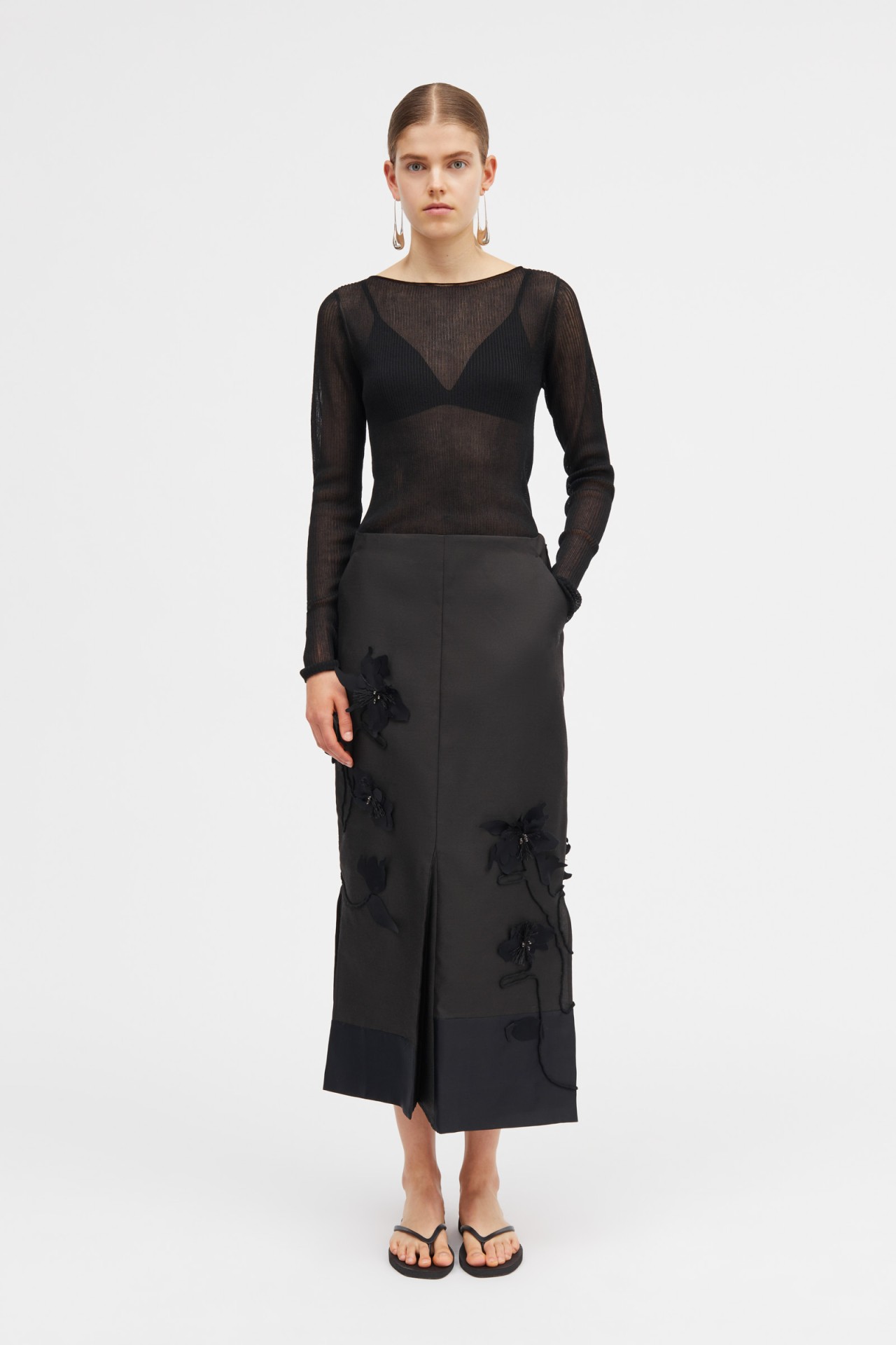 NOSHIE SILK WOOL SKIRT IN BLACK