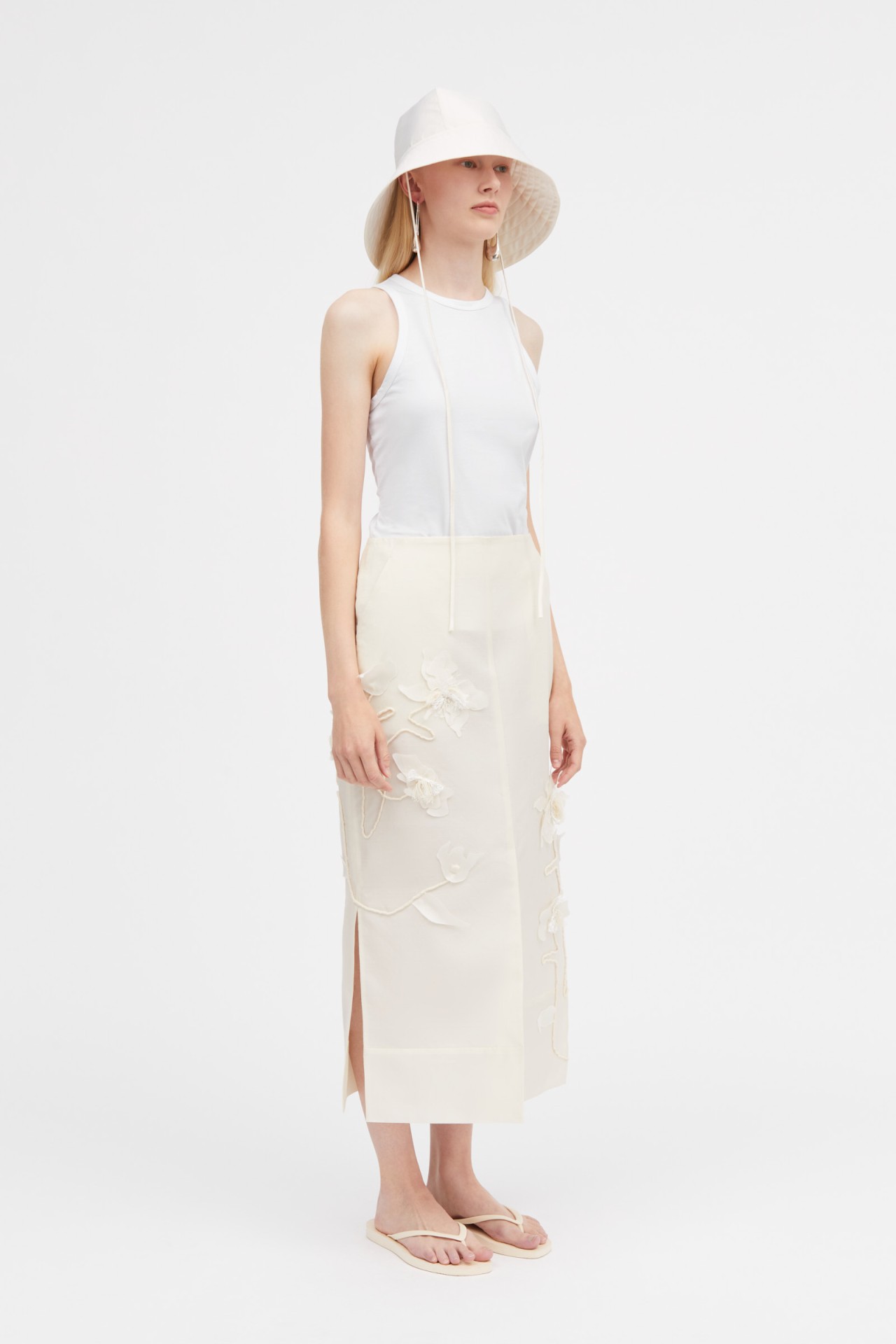 NOSHIE SILK WOOL SKIRT IN IVORY