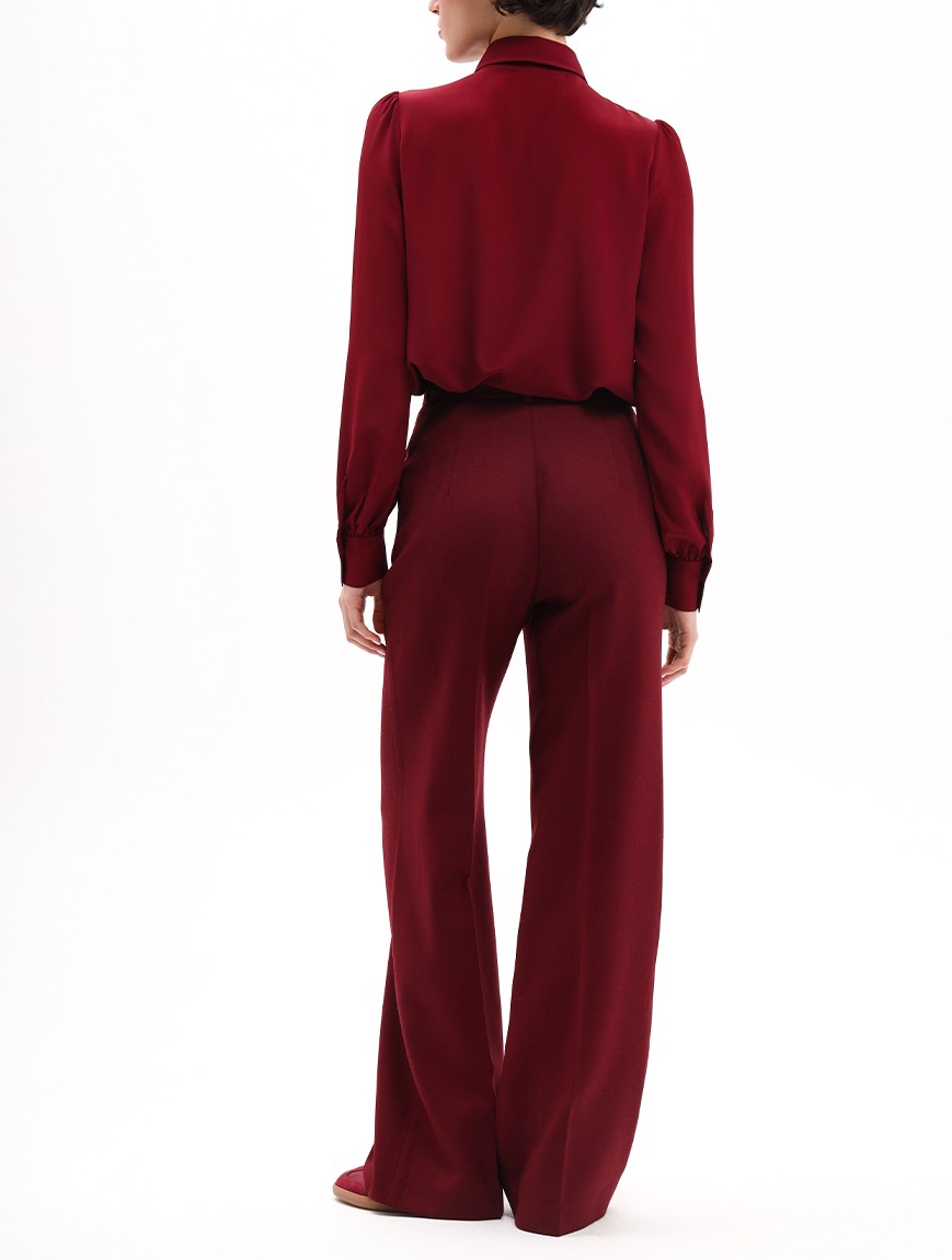 PALAZZO WOOL PANTS IN BURGUNDY