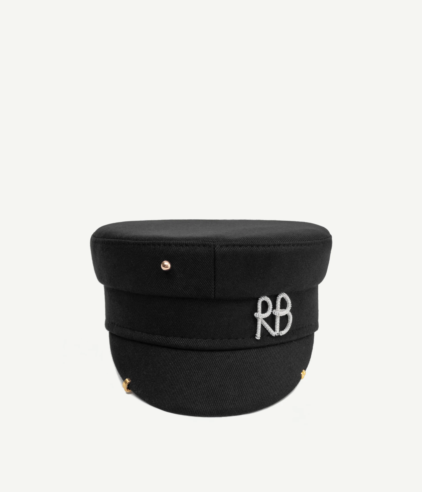 PIERCED BAKER BOY CAP IN BLACK
