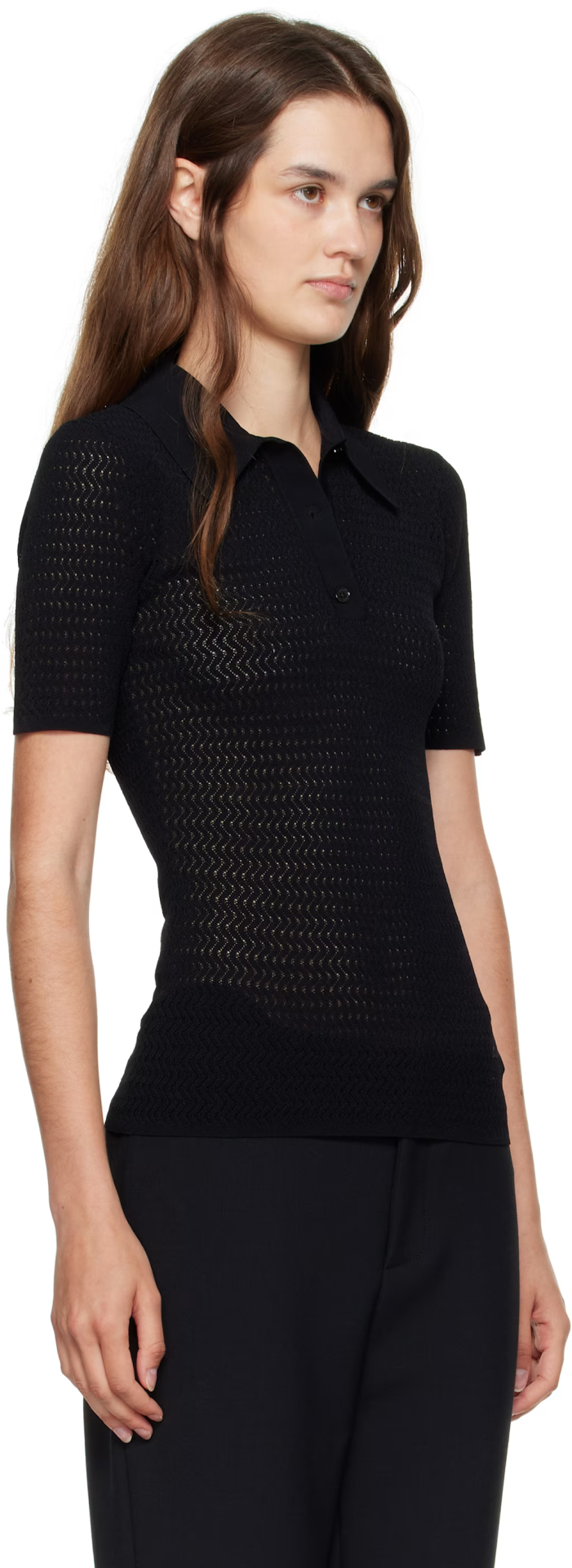 POLO KNIT TOP IN BLACK