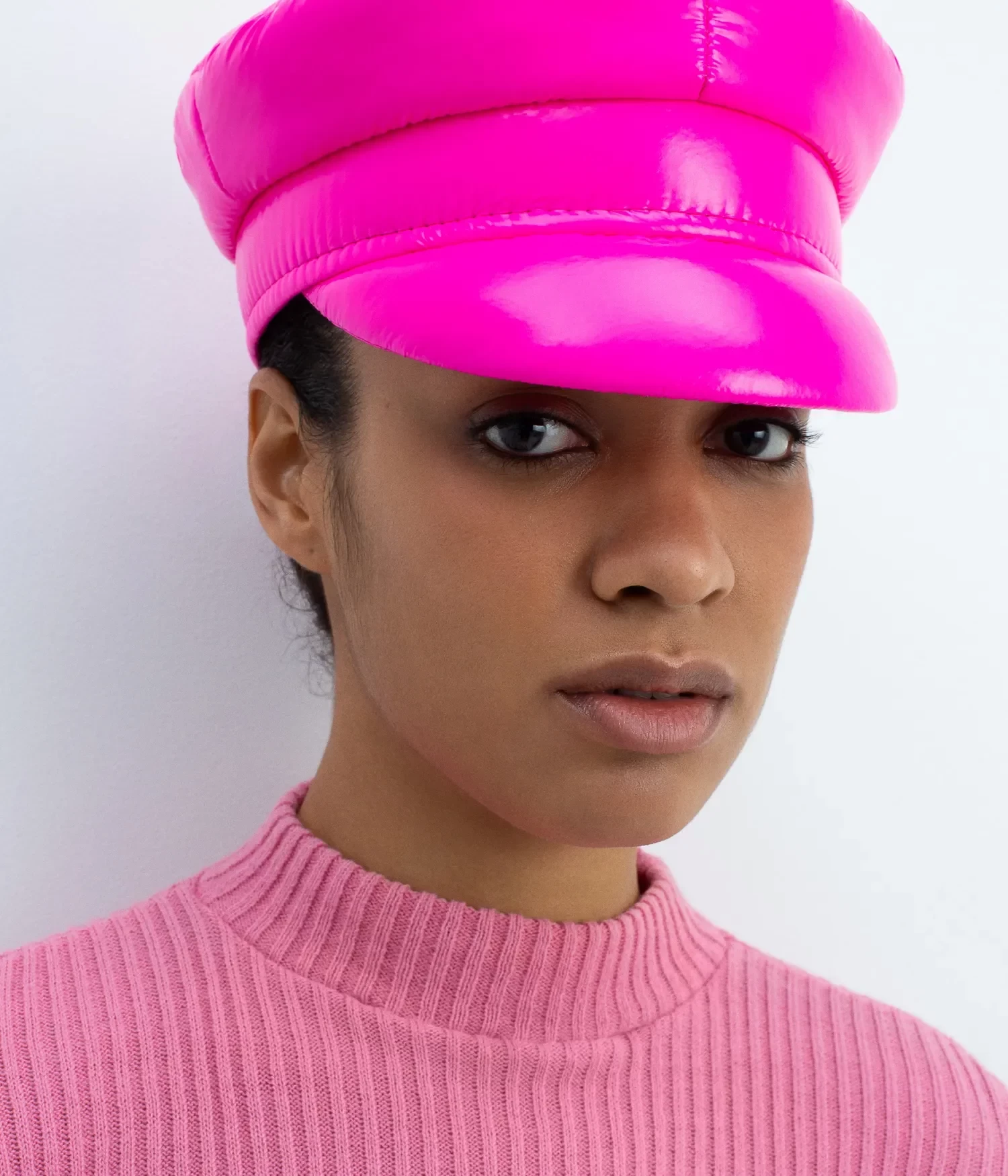 PUFFER BAKER BOY CAP IN PINK