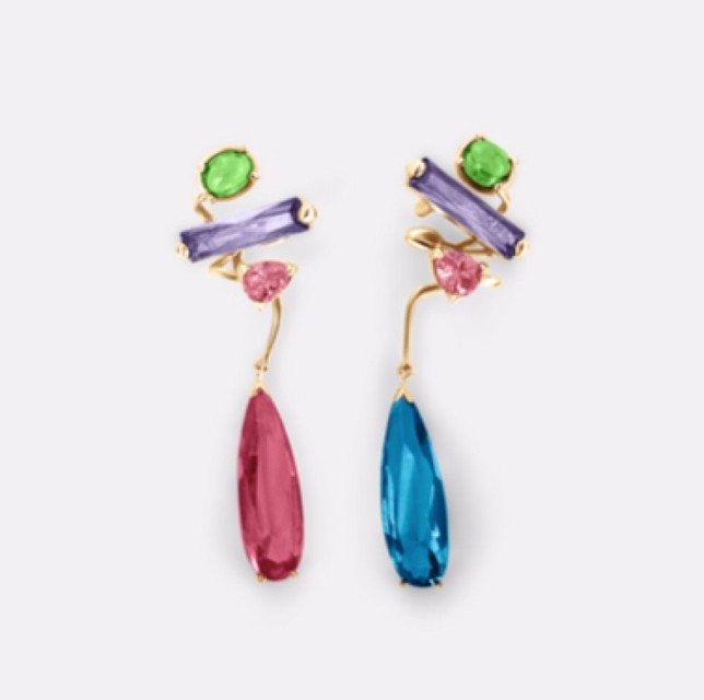 RAINBOW MIXED HB DROP EAR CUFFS IN GOLD