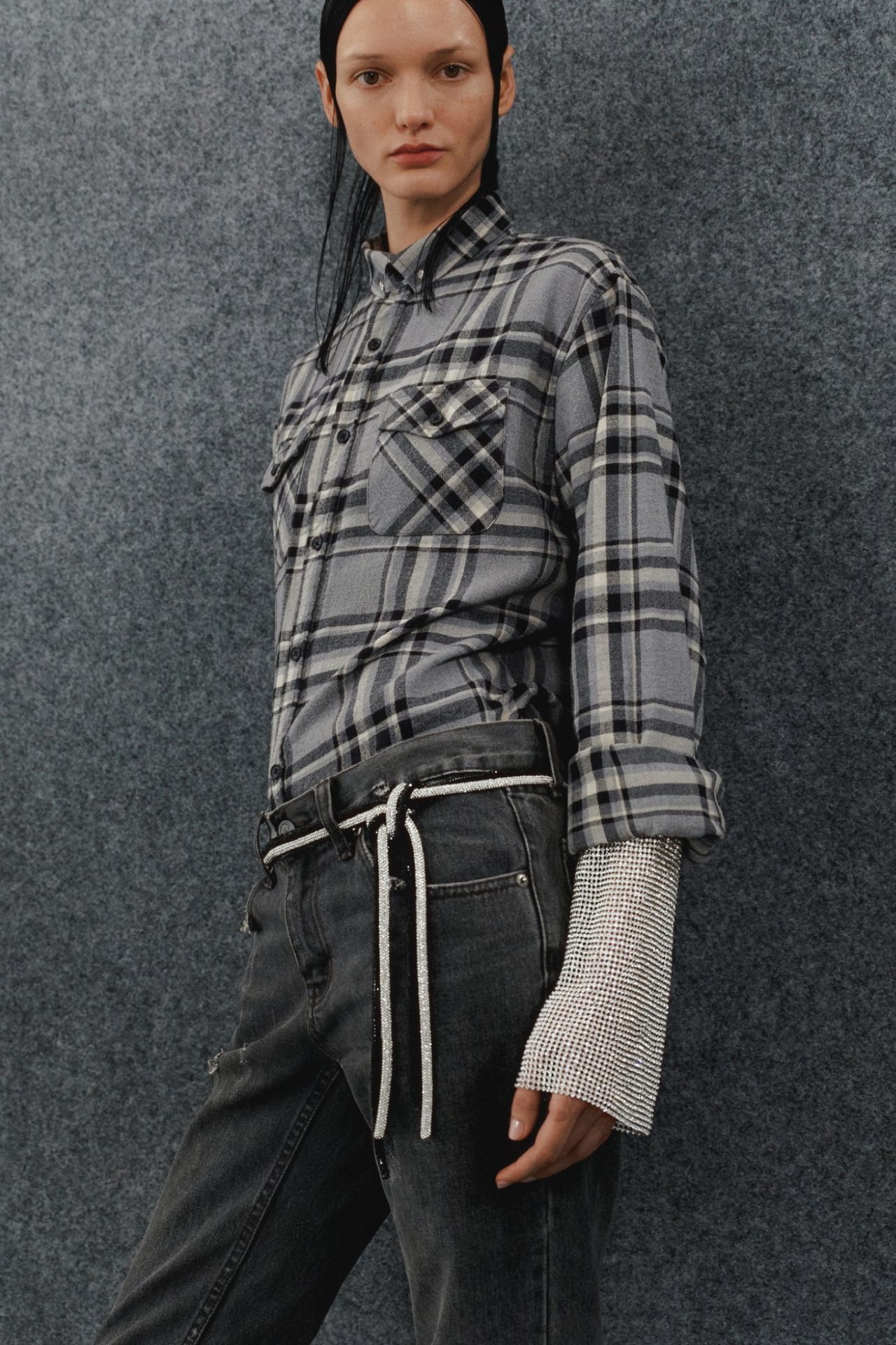 REDESIGNED SHIRT 123 IN CHECKERED GRAY