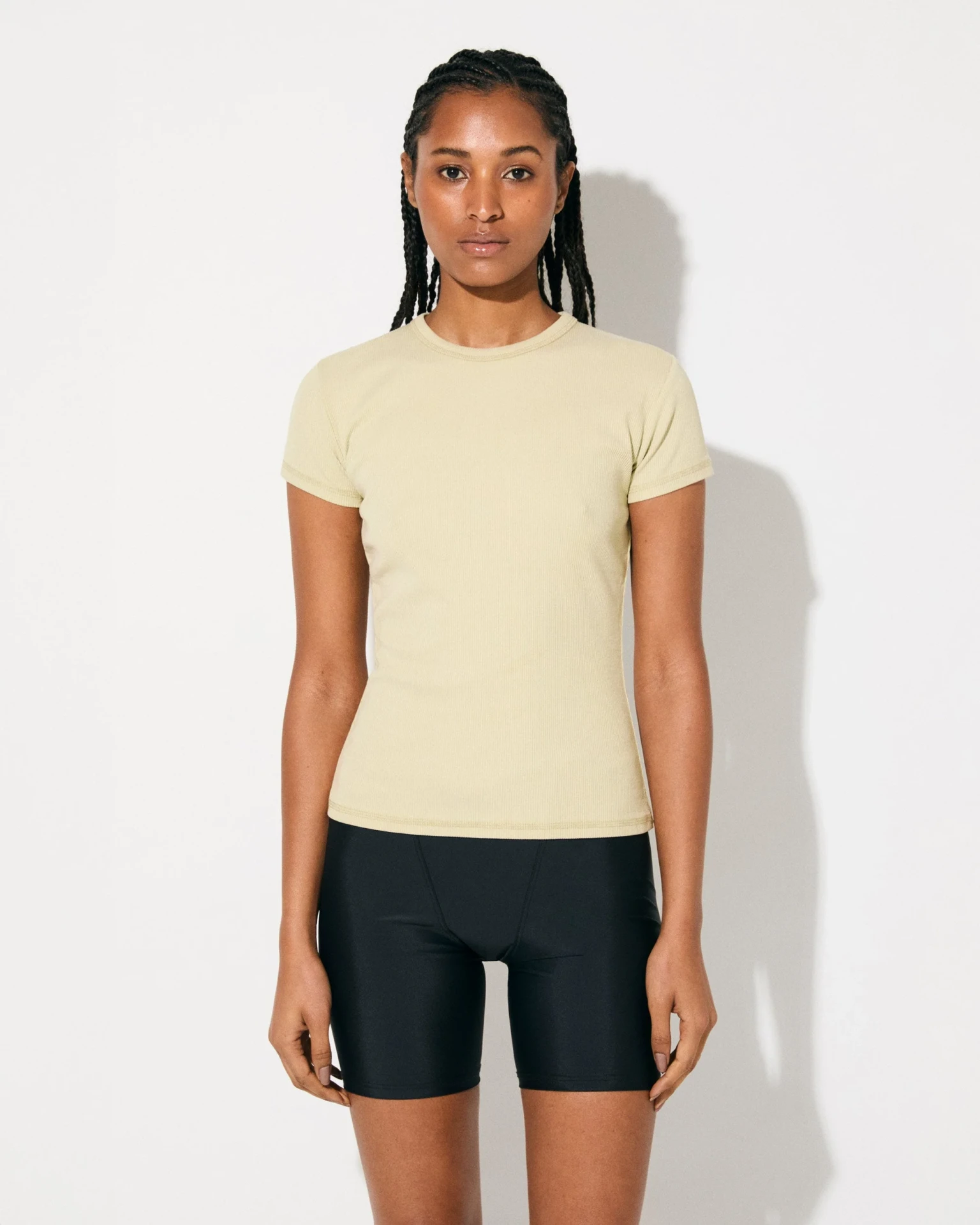 WOMEN RIB T-SHIRT IN LEMON GRASS