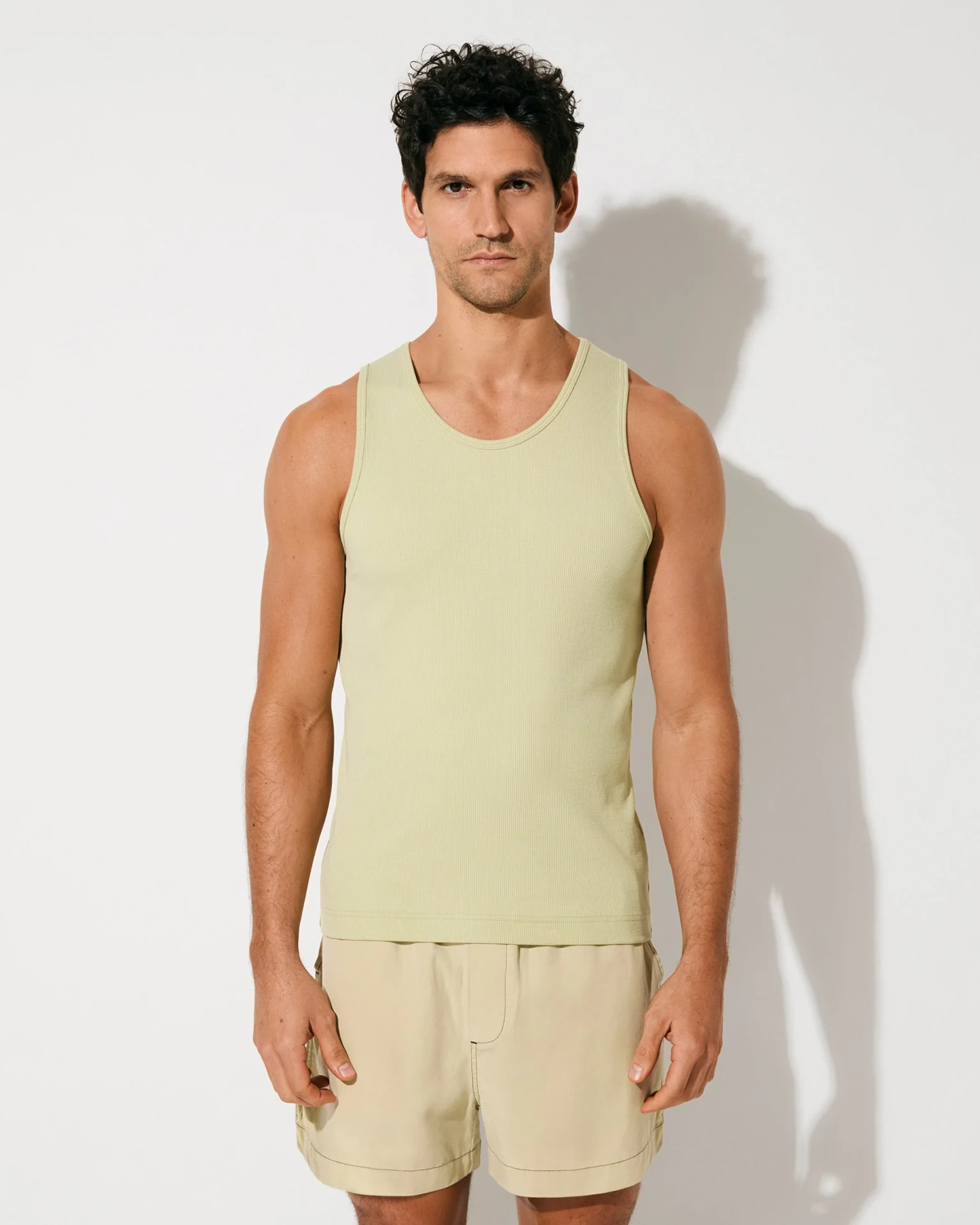 RIB TANK TOP IN LEMON GRASS