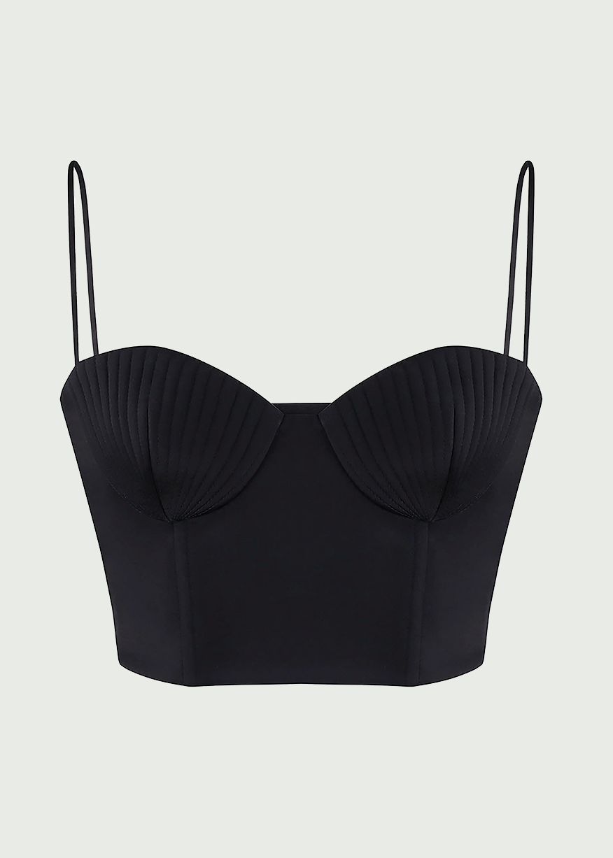 SEASHELL TOP IN BLACK