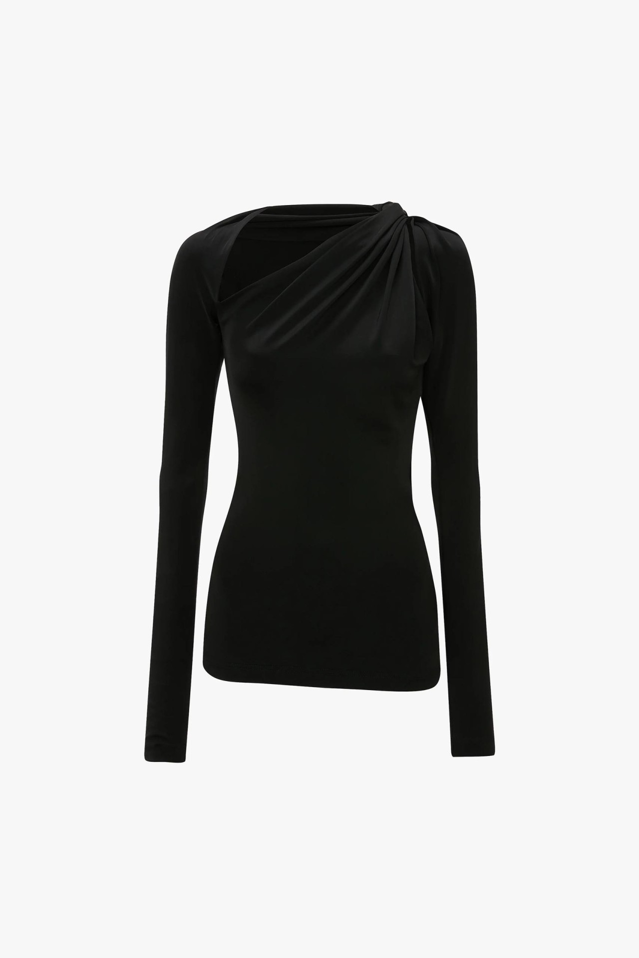 SLASH DETAIL JERSEY TOP IN BLACK