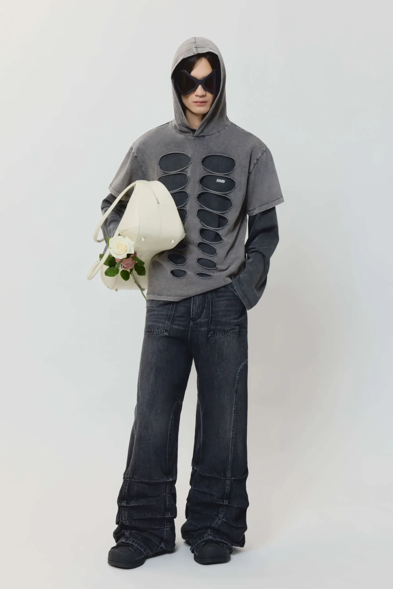 SMOCK DETAILED JEANS IN WASHED BLACK