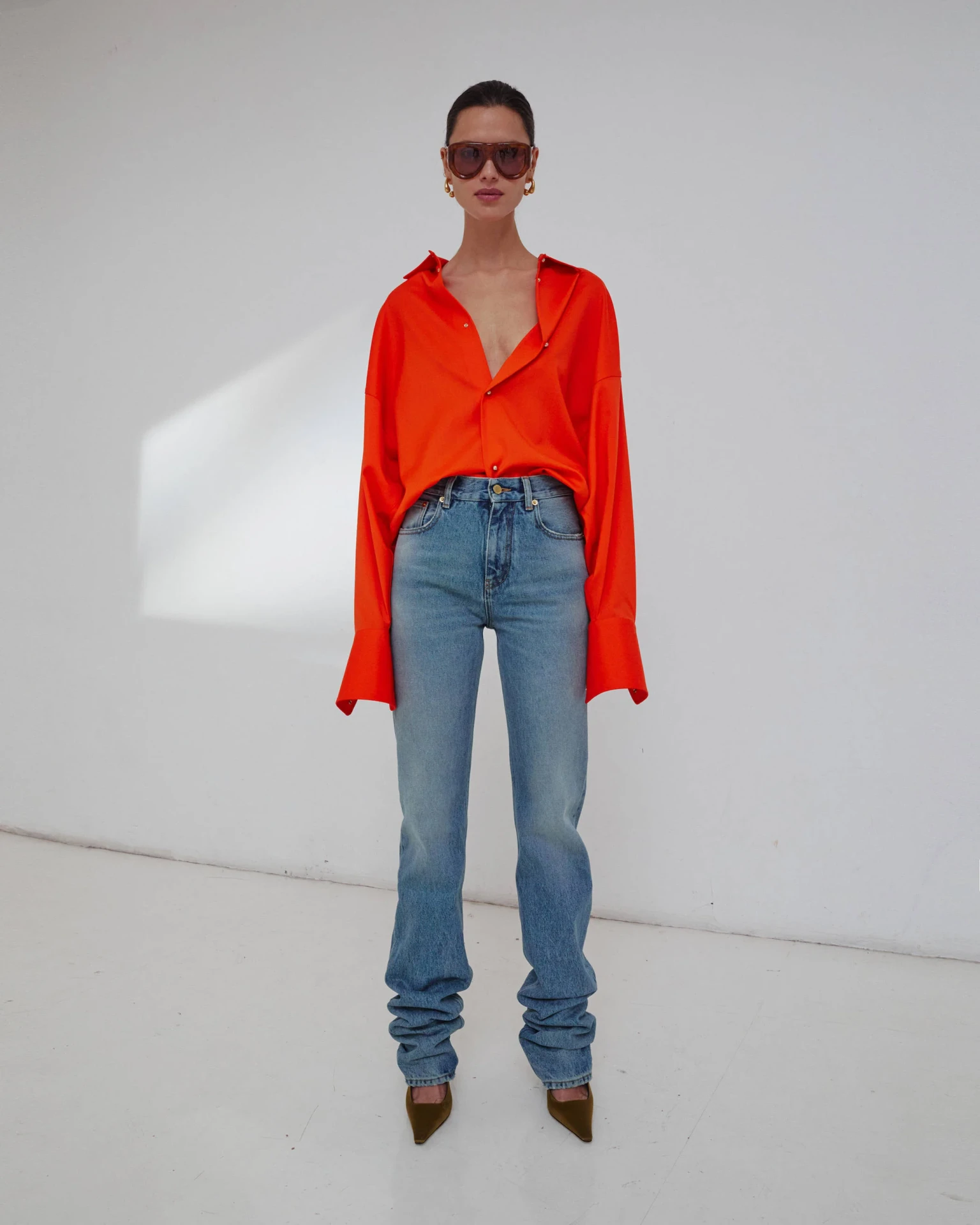 STRAIGHT LEG DENIM TROUSERS