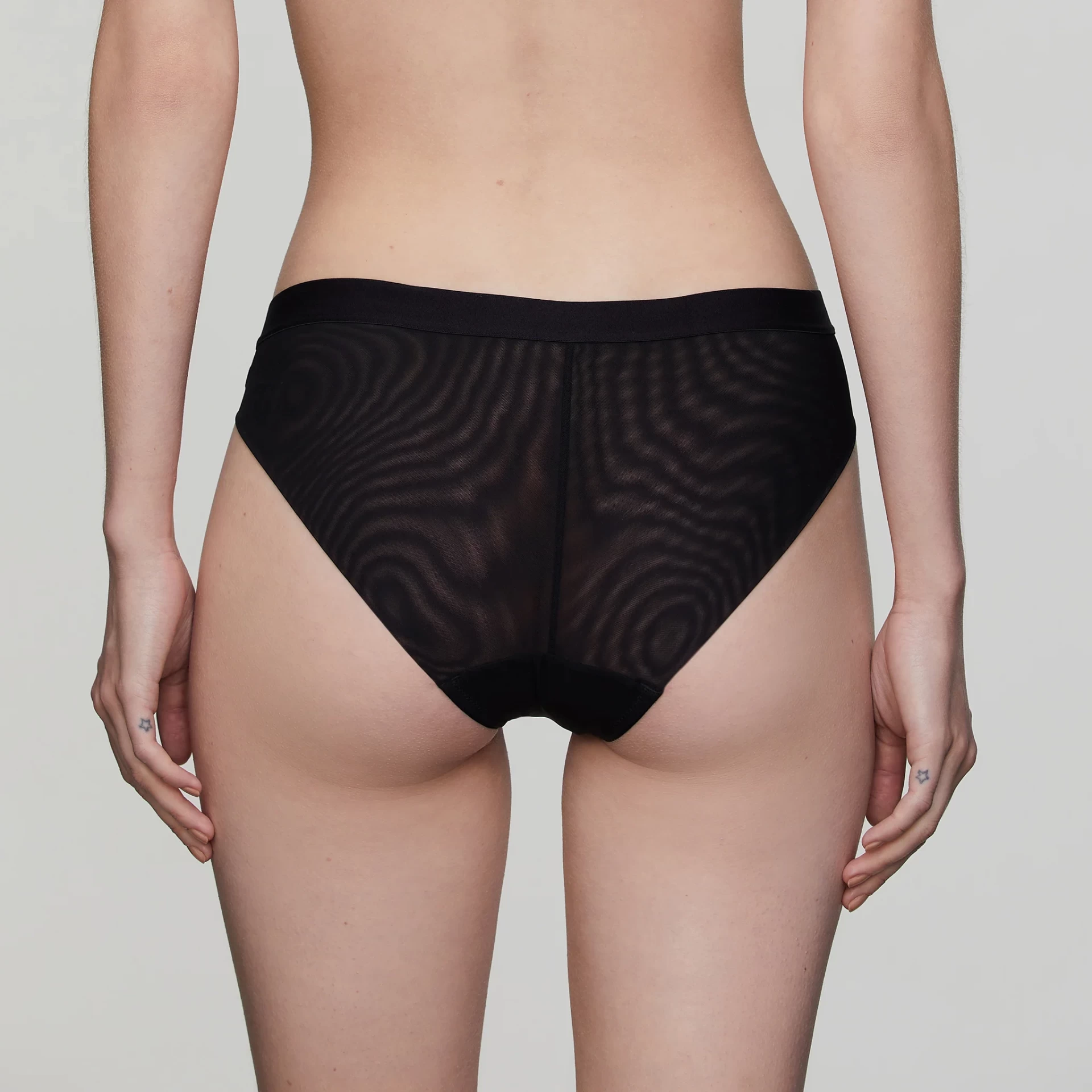 STRETCH-MESH MID-RISE BRIEFS, BLACK