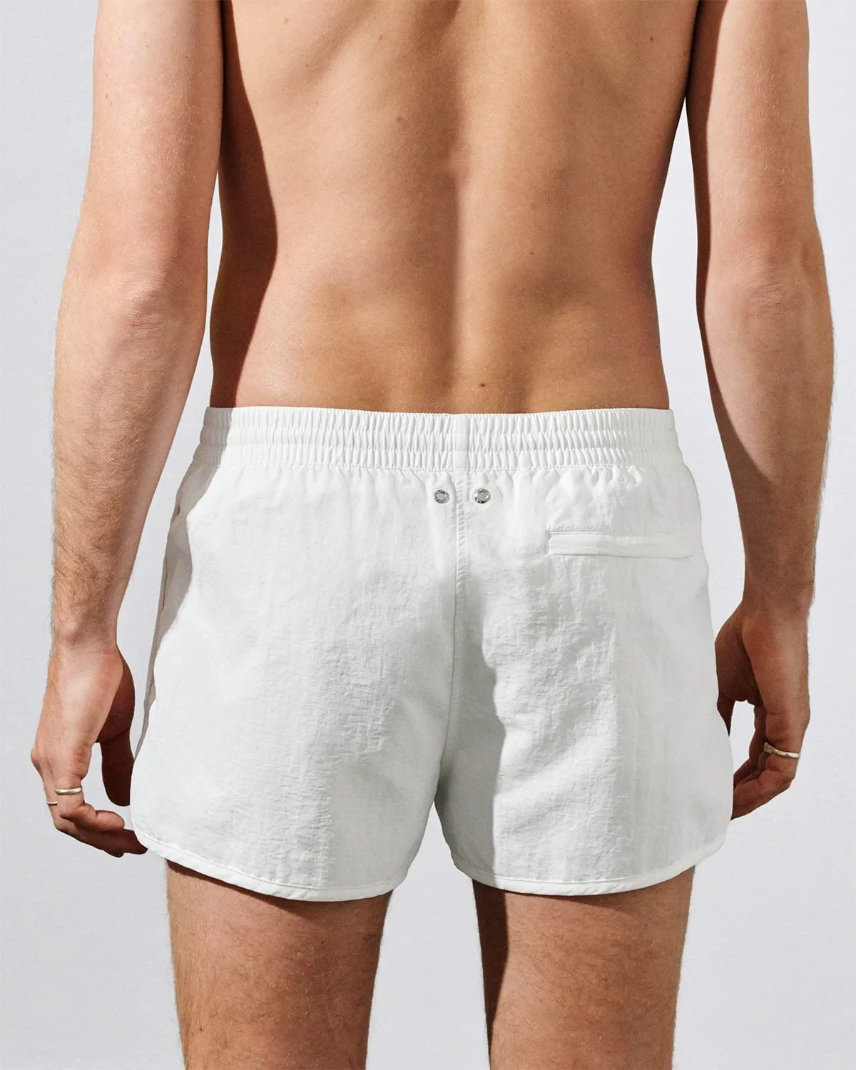 SWIM SHORTS DRY NYLON POPLIN IN WHITE