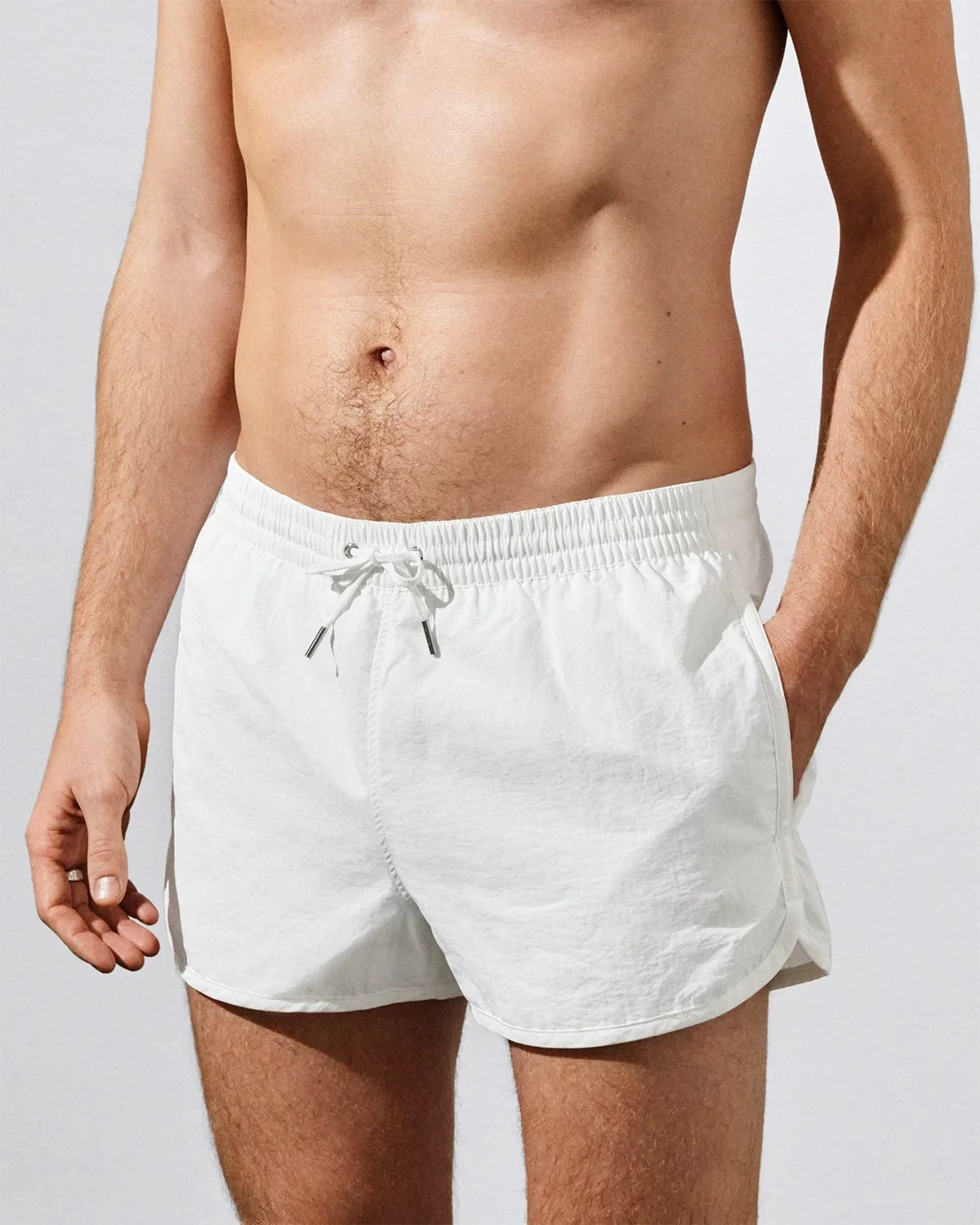 SWIM SHORTS DRY NYLON POPLIN IN WHITE