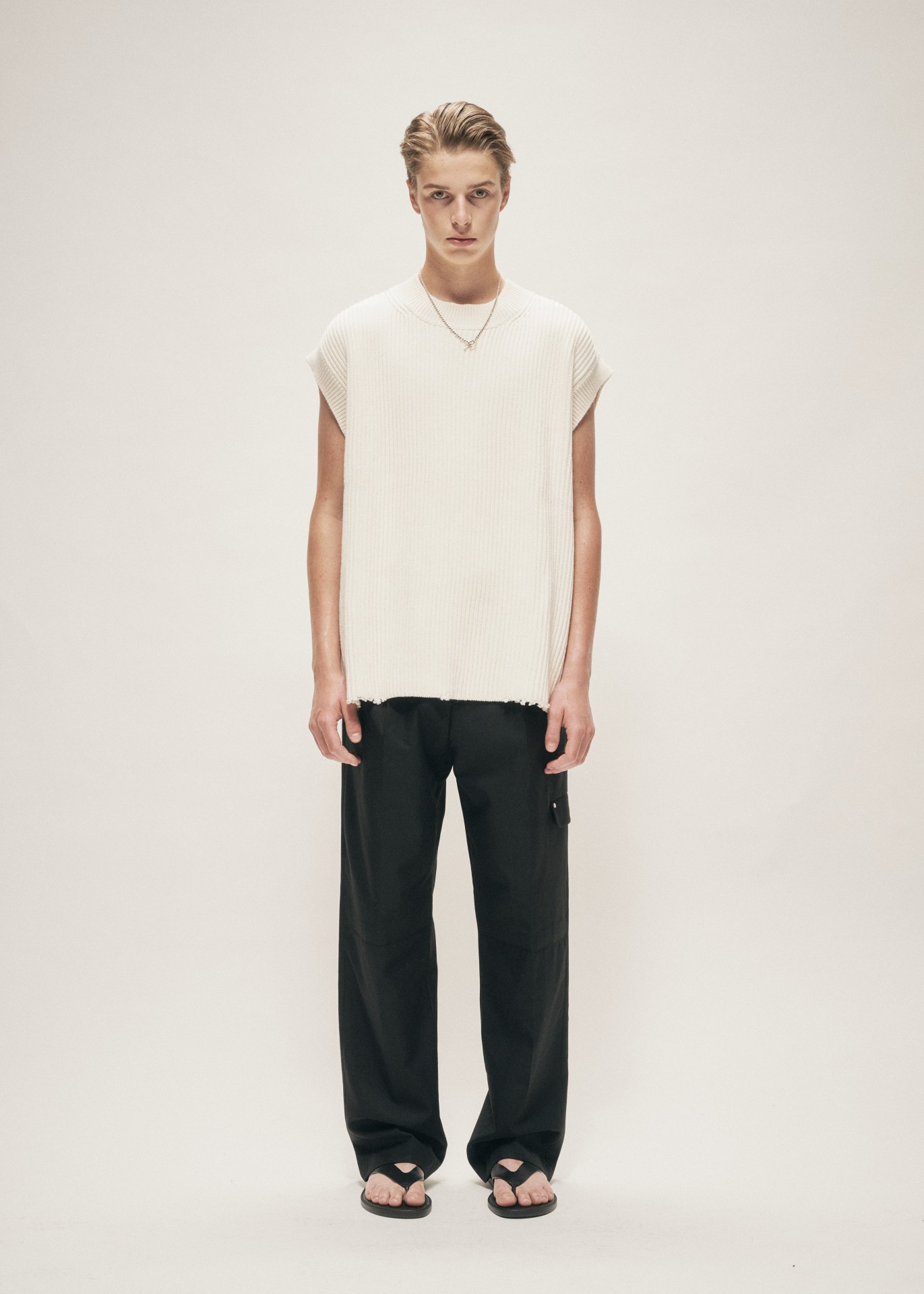 WIDE LEG WOOL TROUSERS BLACK