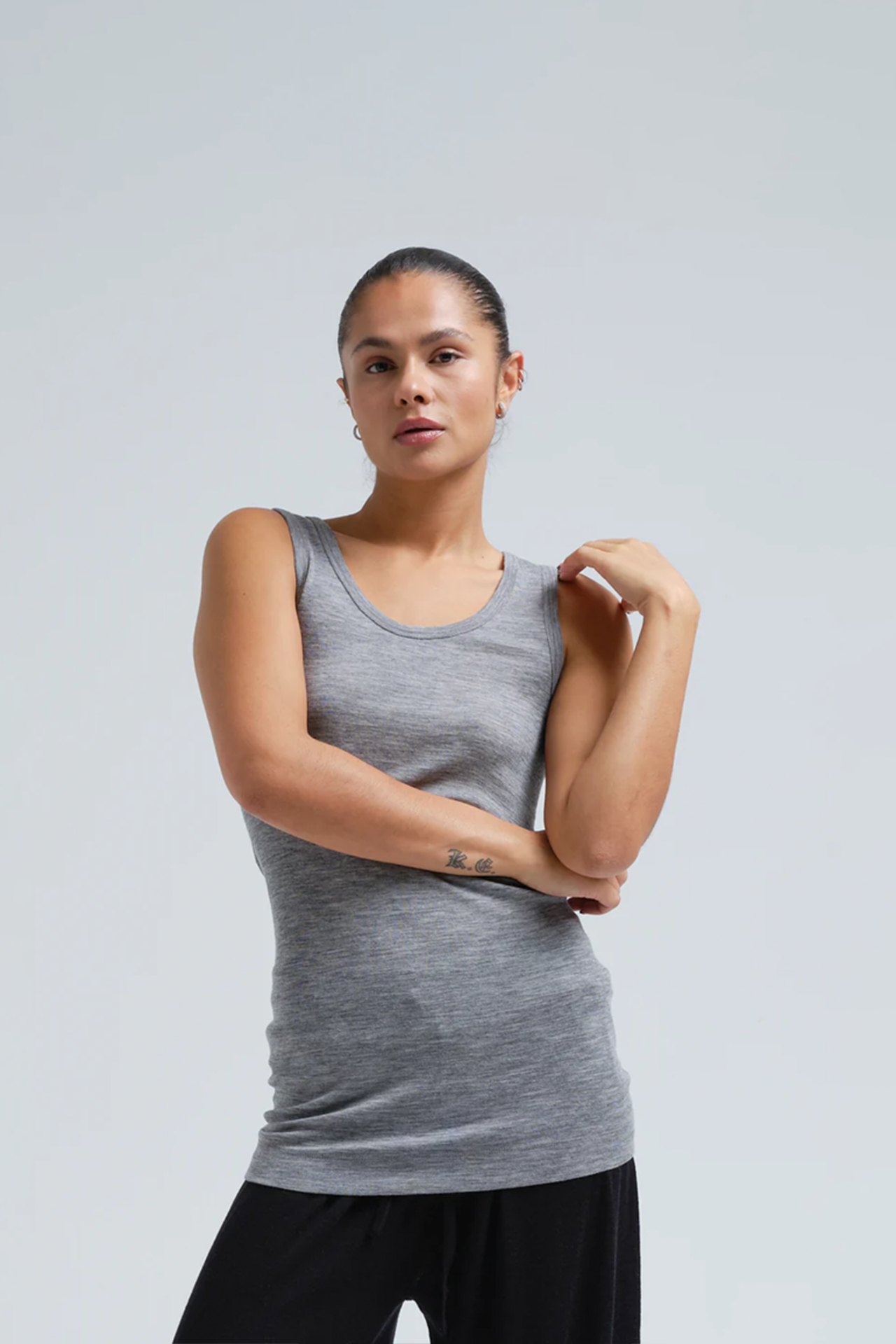 WOOLEN ISA TOP IN GREY MELANGE