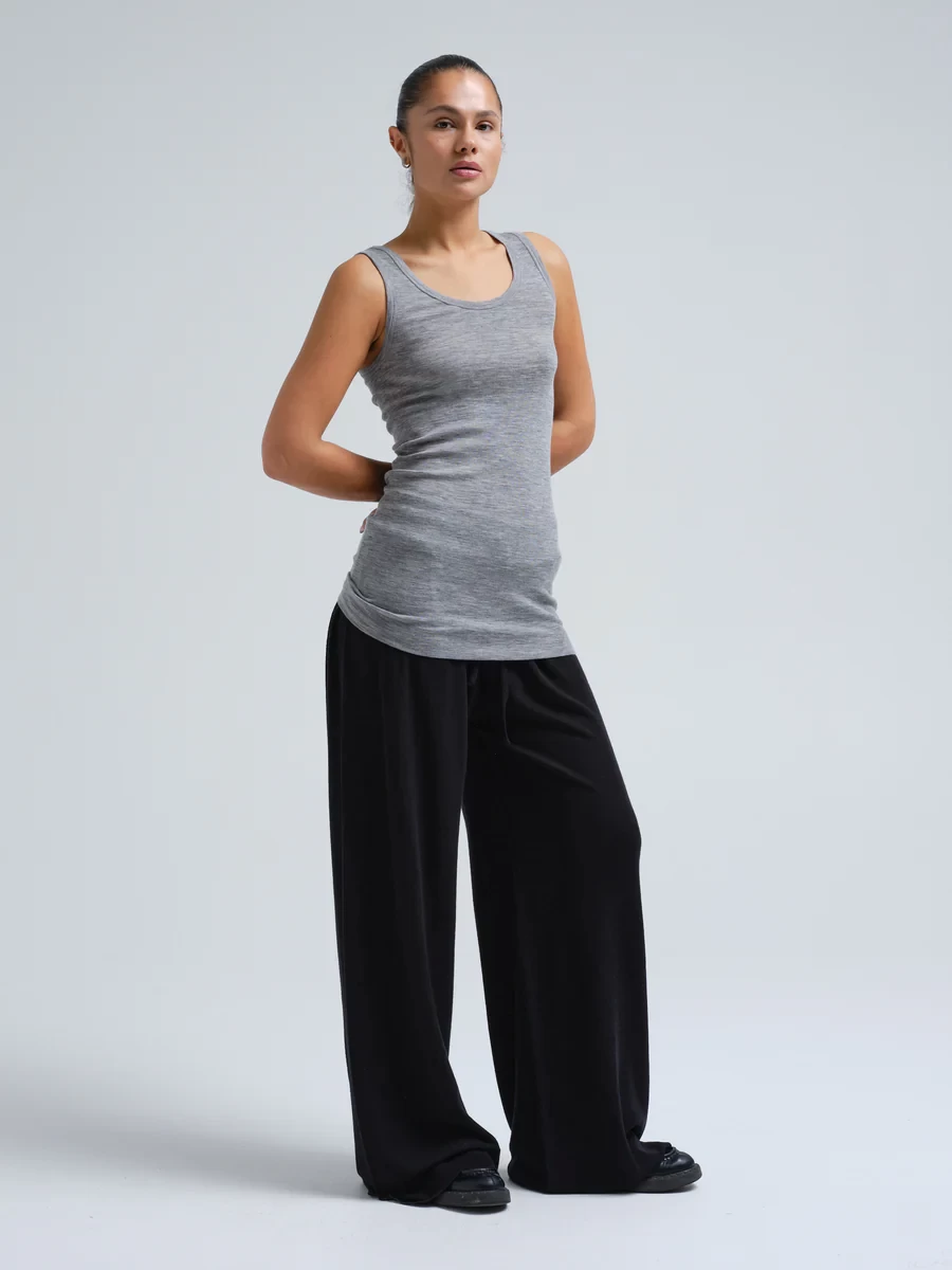 WOOLEN ISA TOP IN GREY MELANGE