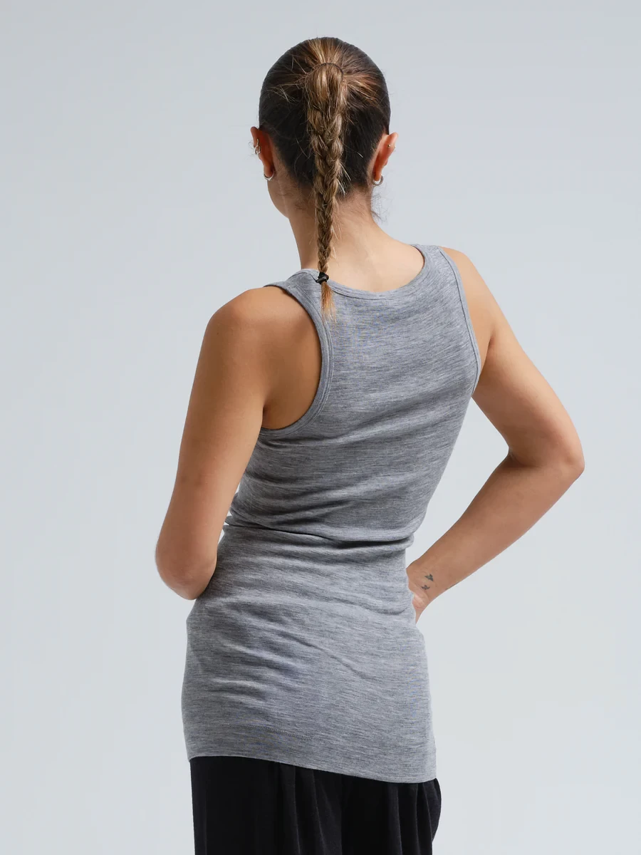 WOOLEN ISA TOP IN GREY MELANGE
