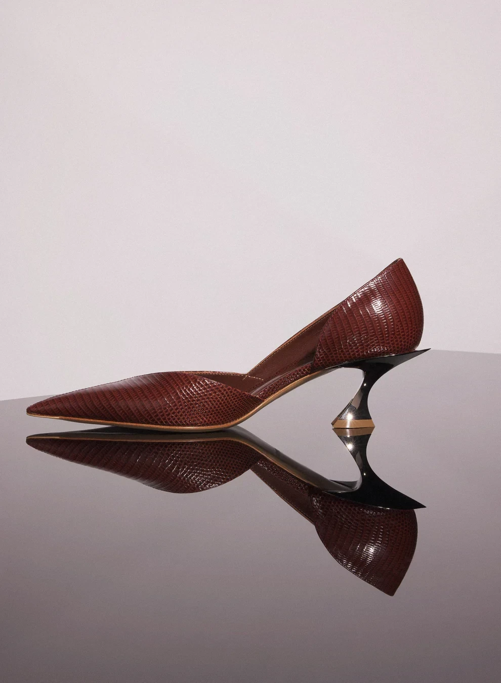 DARK BROWN LEATHER FANG 55 PUMP