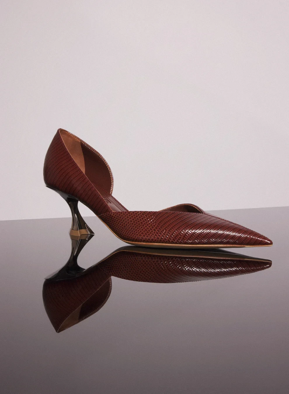 DARK BROWN LEATHER FANG 55 PUMP