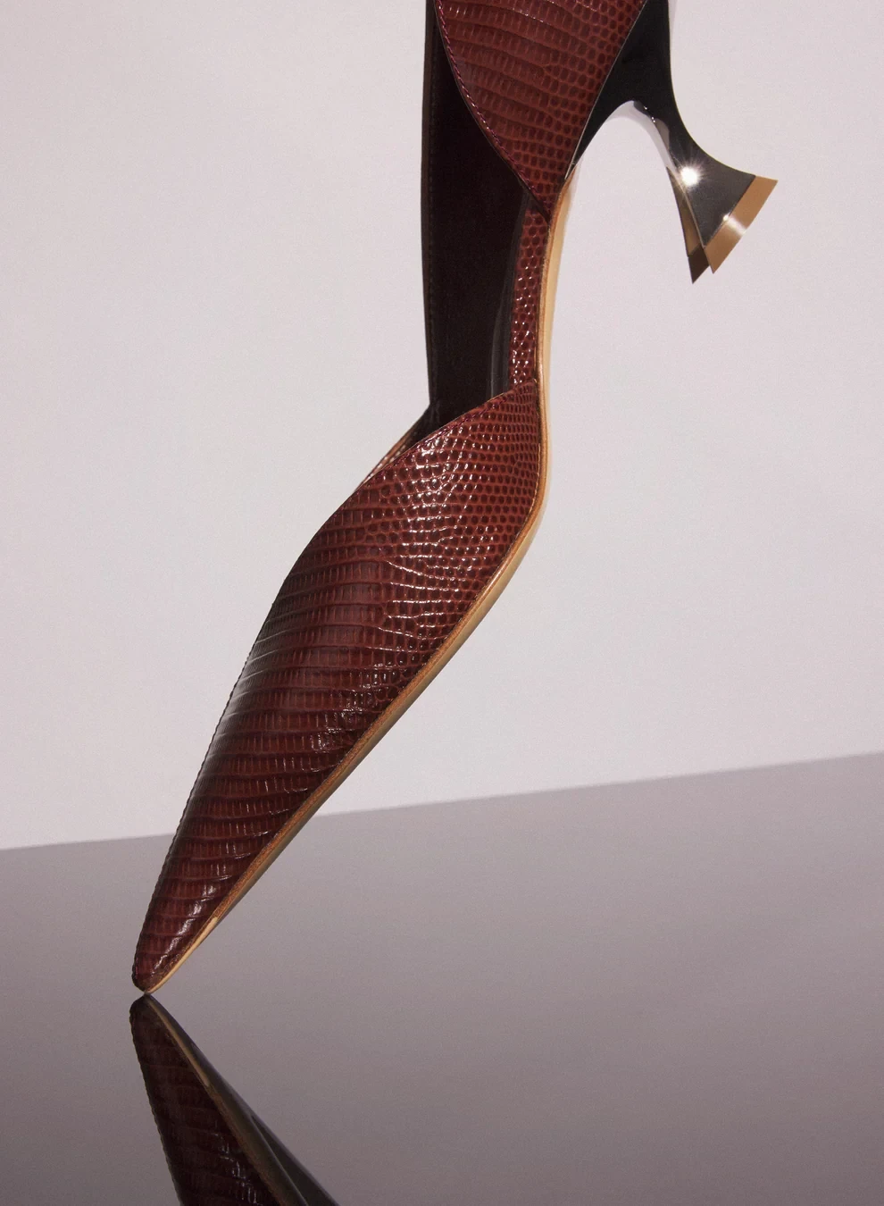 DARK BROWN LEATHER FANG 55 PUMP