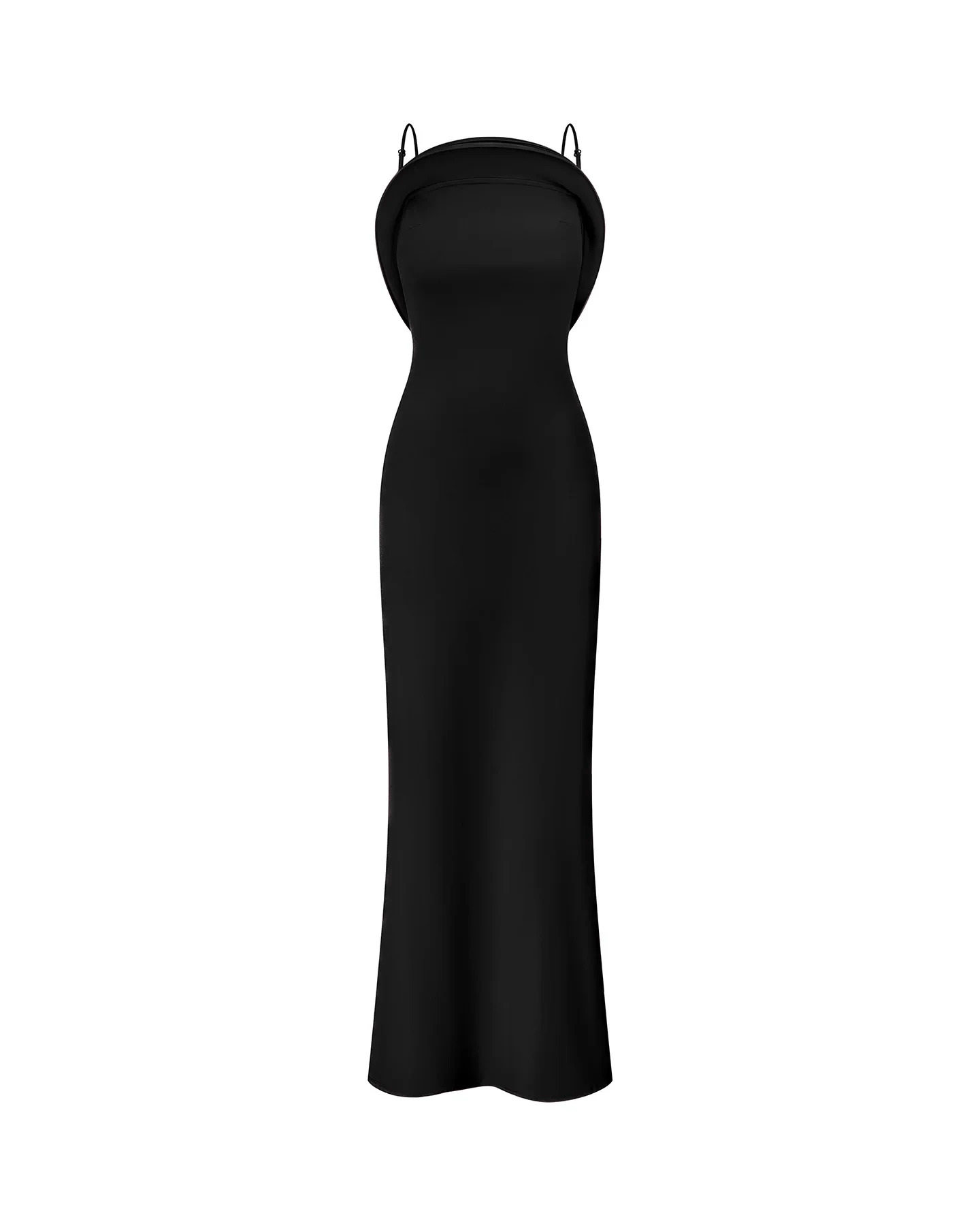 TAILORED STRETCH-FIT MAXI DRESS MIDNIGHT BLACK