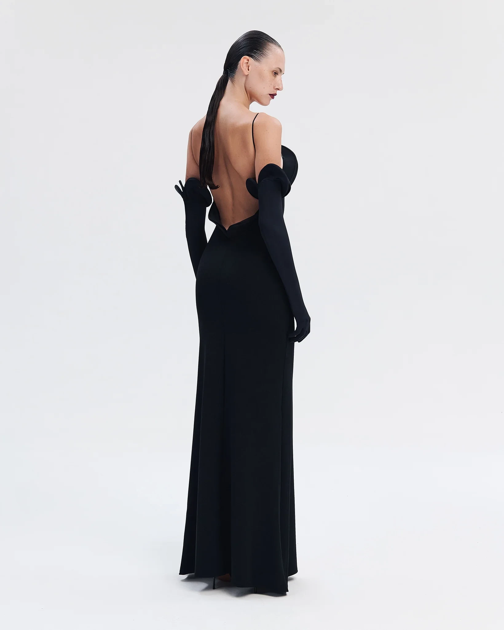 TAILORED STRETCH-FIT MAXI DRESS MIDNIGHT BLACK