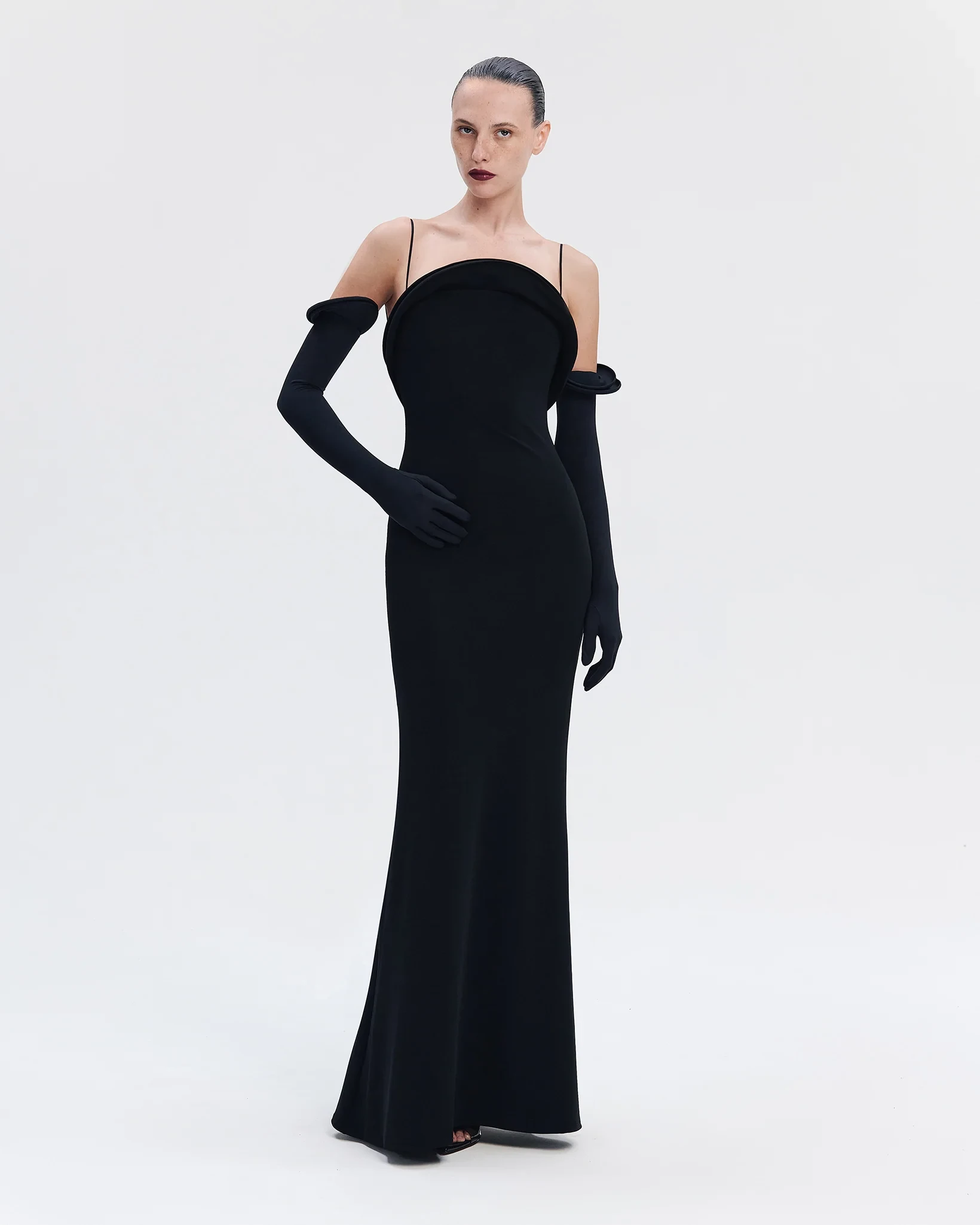 TAILORED STRETCH-FIT MAXI DRESS MIDNIGHT BLACK