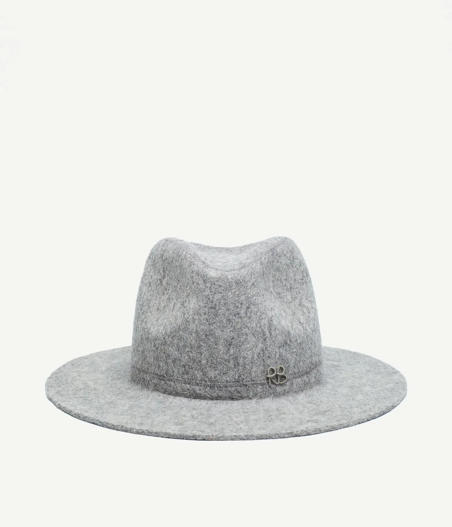 RUSLAN BAGINSKIY LOGO-EMBELLISHED FEDORA HAT IN GREY