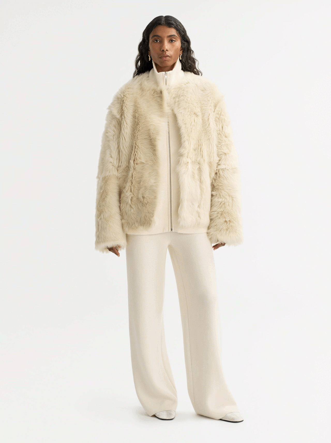 SHEARLING JACKET IN CHALK