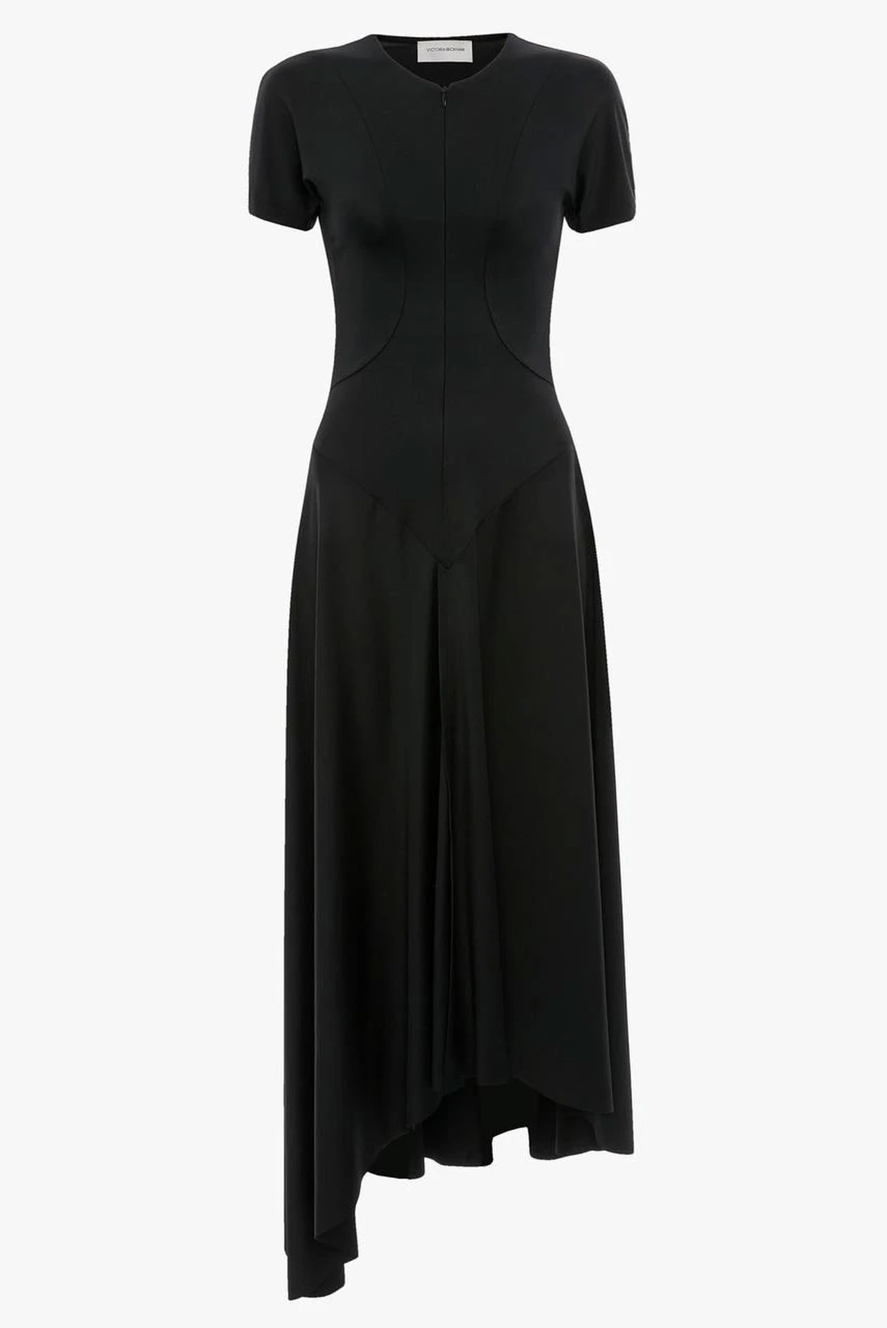 ZIPPED FRONT MIDI DRESS IN BLACK