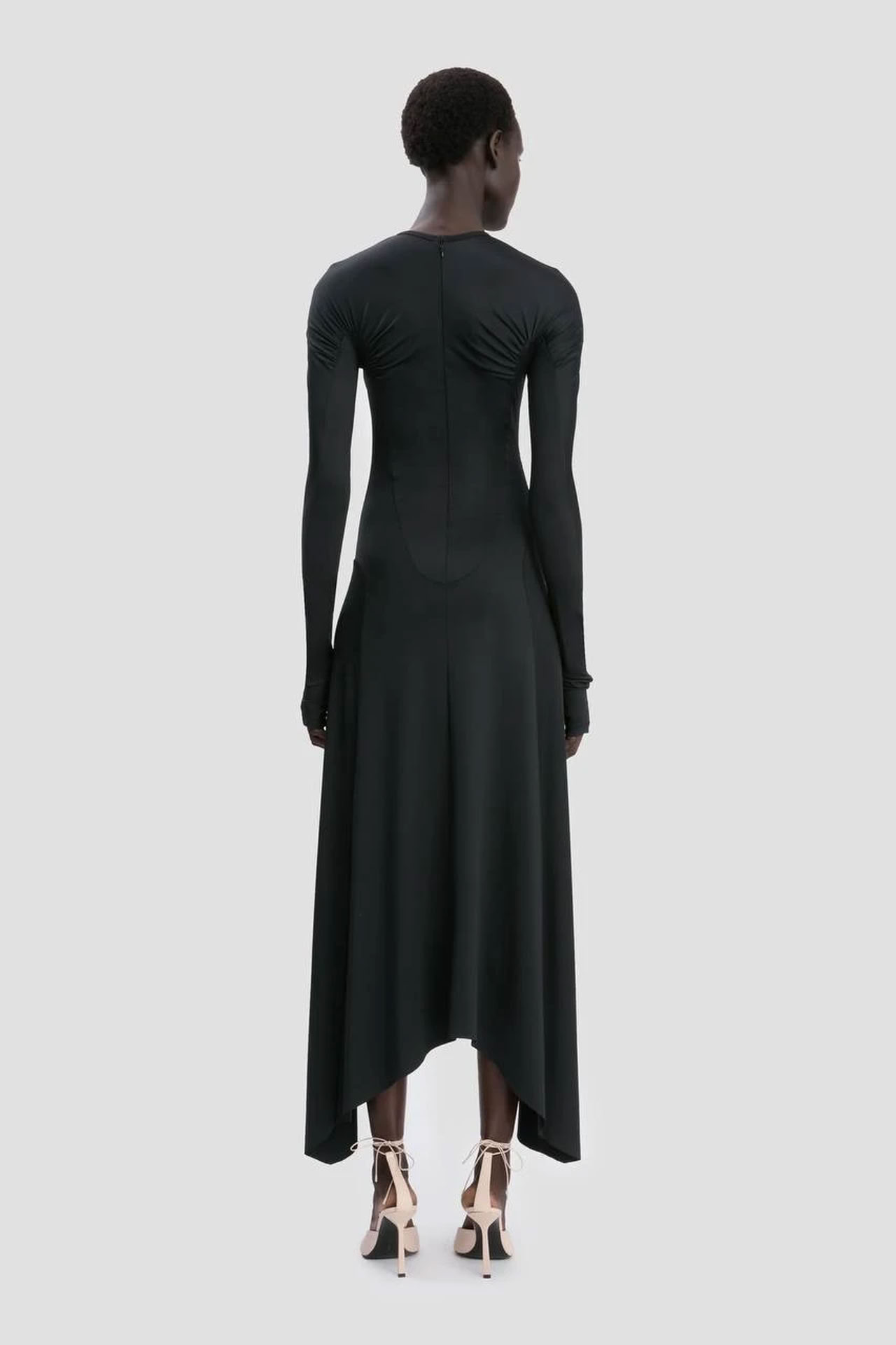 LONG SLEEVE MIDI DRESS IN BLACK