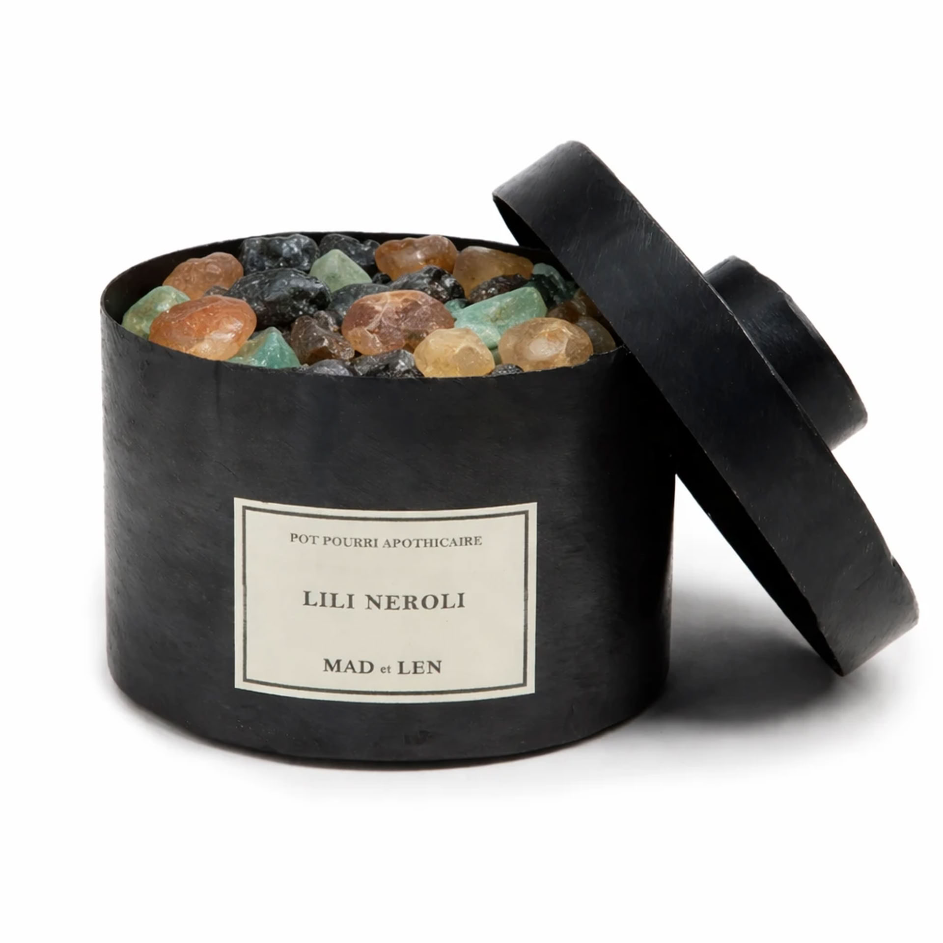 SMALL FLAT POT POURRI GREEN+AMBER12X5(LILI NEROLI)