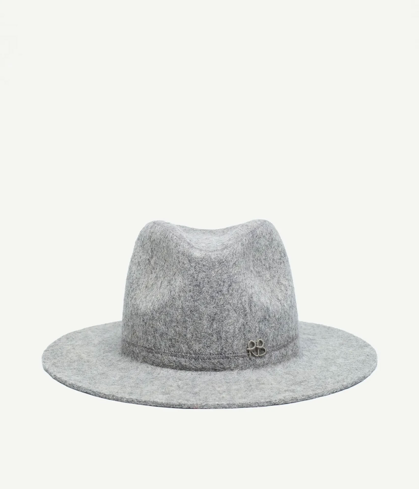 RUSLAN BAGINSKIY LOGO-EMBELLISHED FEDORA HAT IN GREY