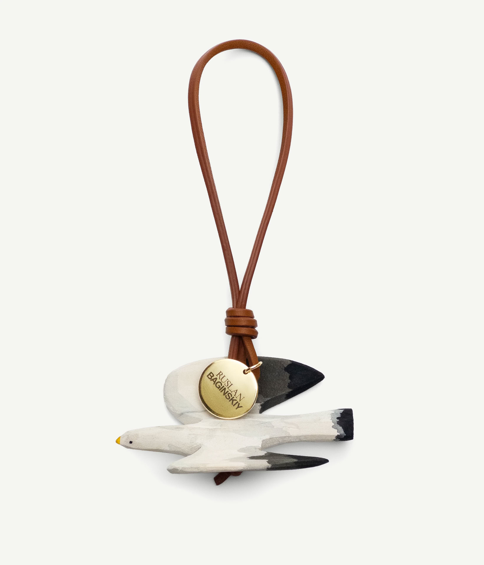 BAG CHARM: FLYING SEABIRD IN WHITE/GREY/BROWN