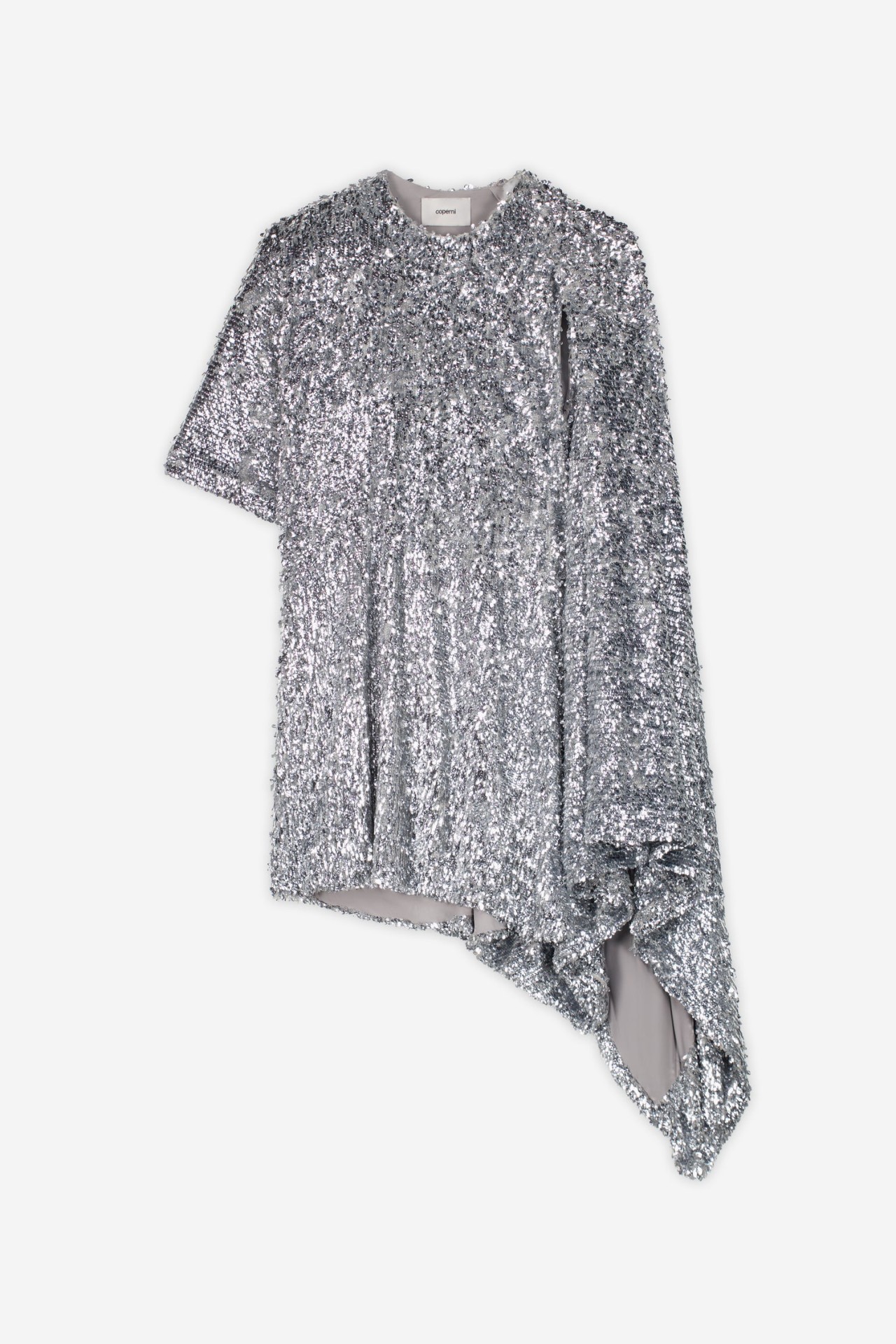 ZERO WASTE DRAPED DRESS IN SILVER