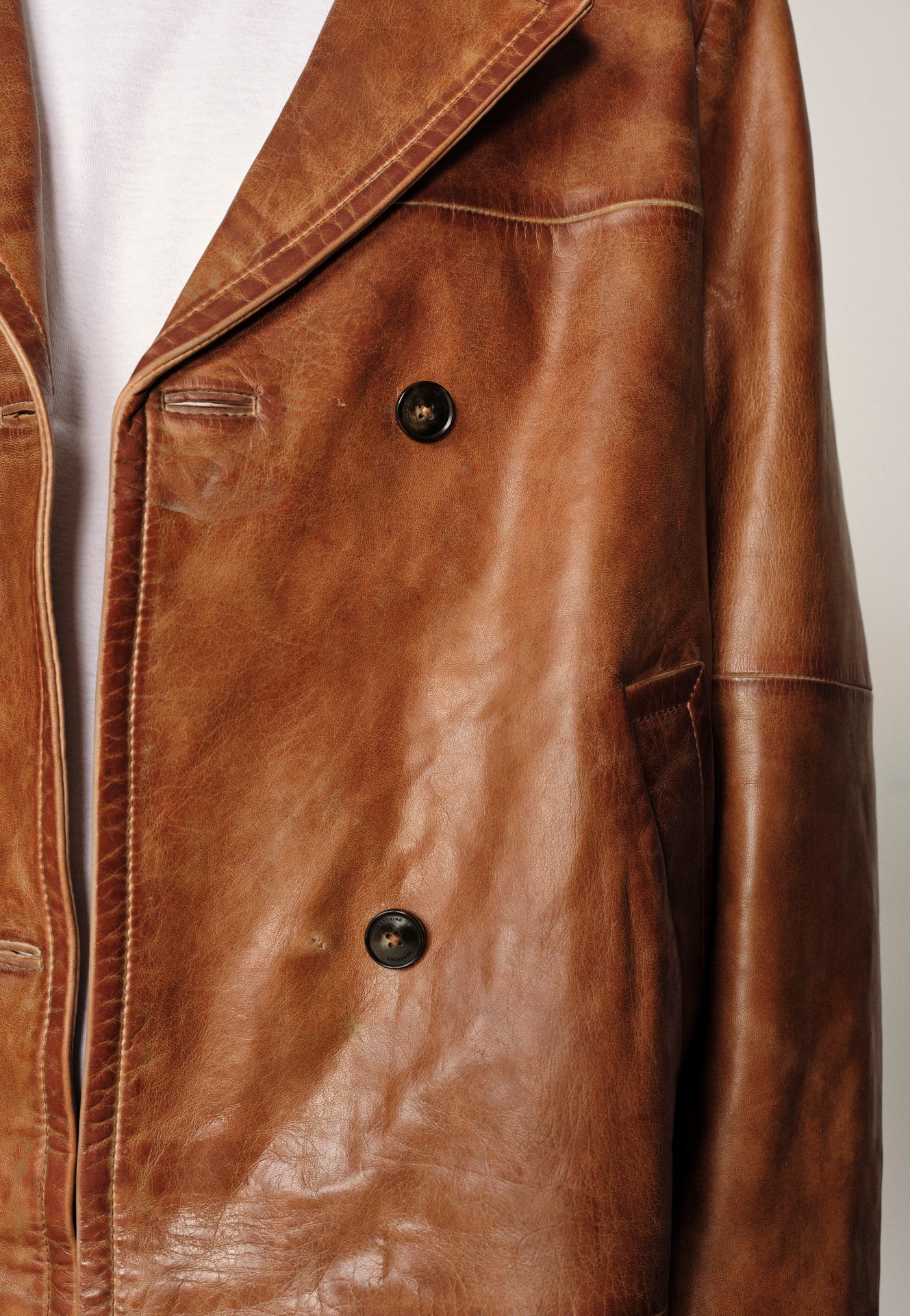SHELLY LEATHER COAT IN WAXED COGNAC