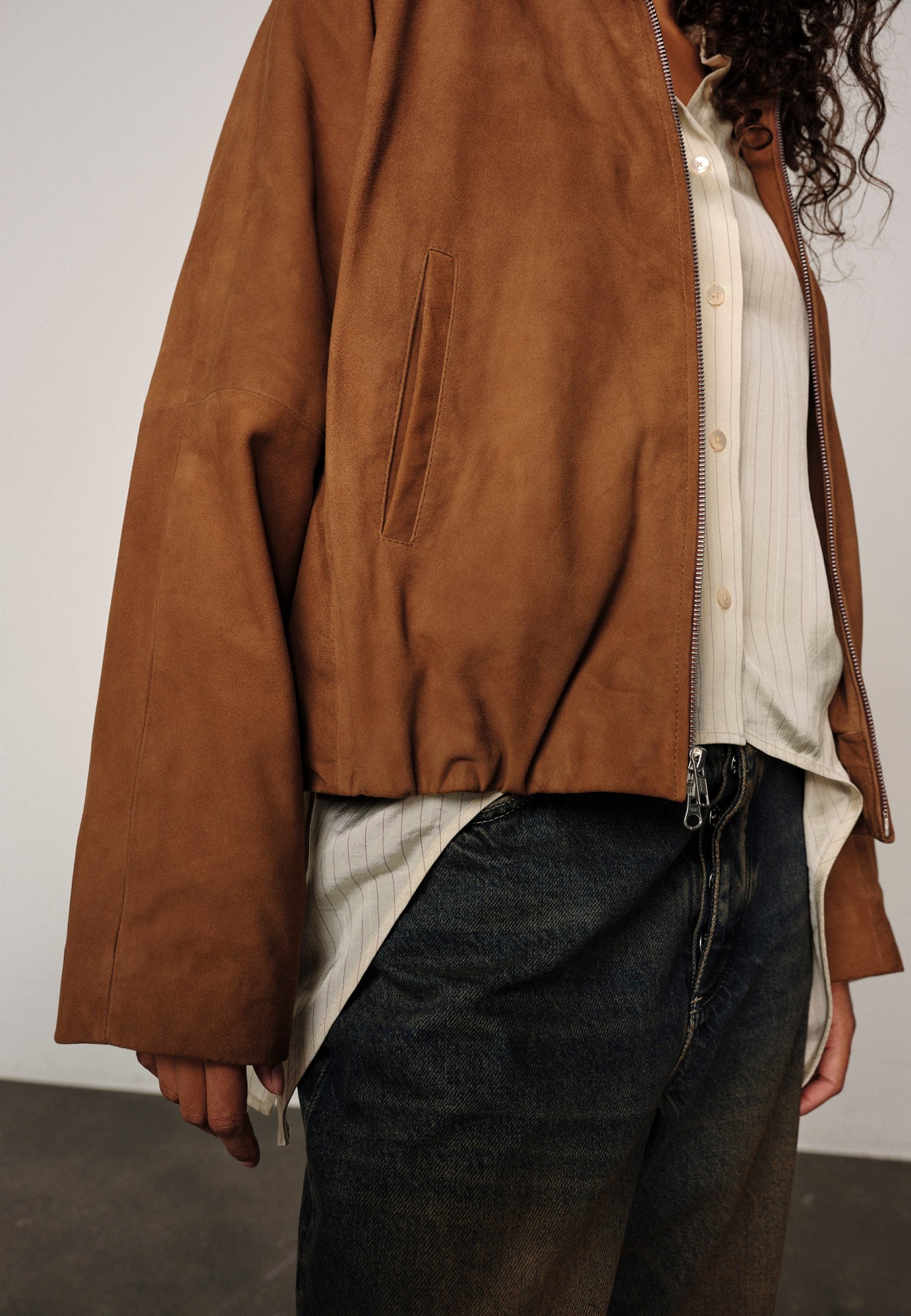 RAY SUEDE JACKET IN COGNAC