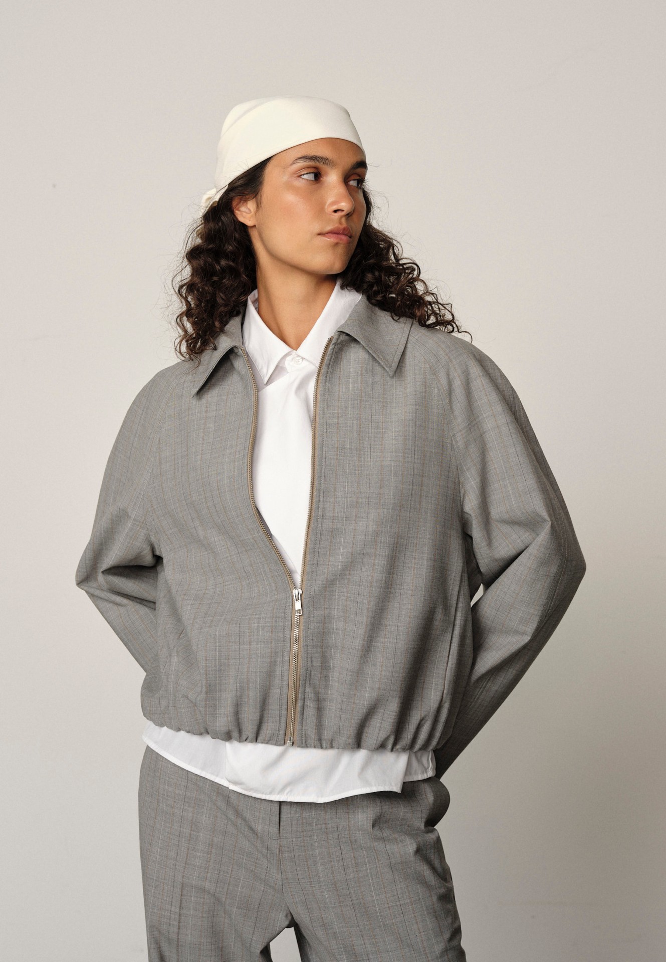 RAY JACKET IN LIGHT GREY PINSTRIPE 