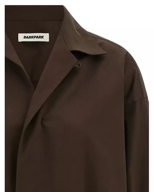 JODIE - POPELINE TUNIC STYLE SHIRT IN DARK BROWN