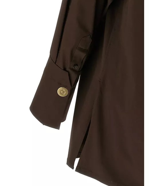 JODIE - POPELINE TUNIC STYLE SHIRT IN DARK BROWN