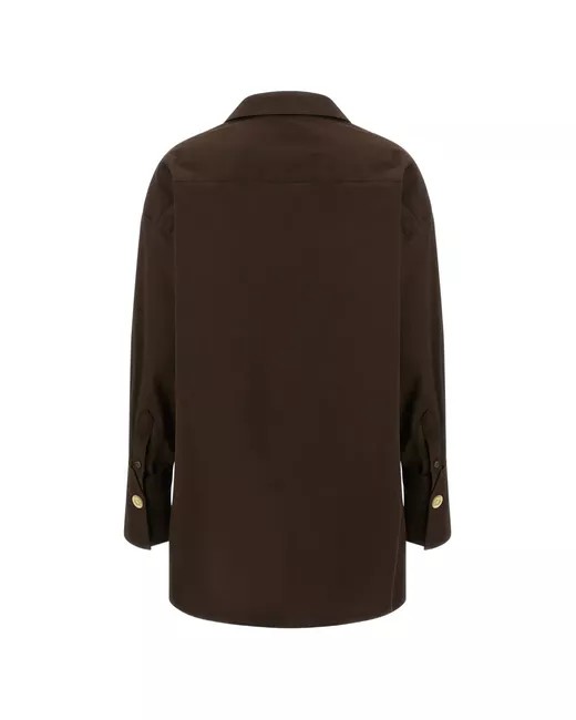 JODIE - POPELINE TUNIC STYLE SHIRT IN DARK BROWN